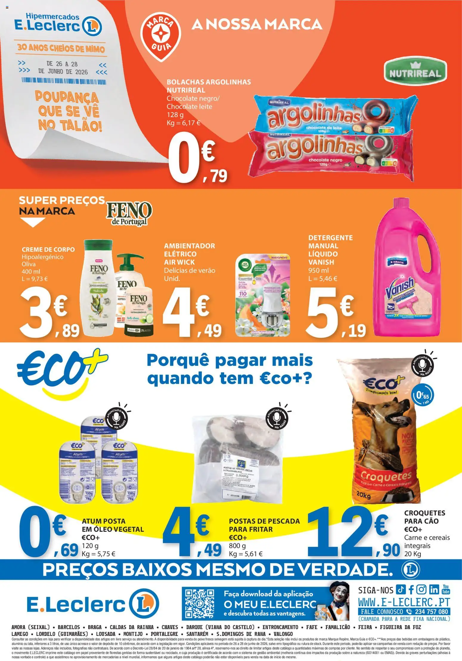 E.Leclerc Catálogo Fim de Semana │ válido de 26/06/2026 | Página: 4 | Produtos: Faca, Pescada, Óleo, Chocolate