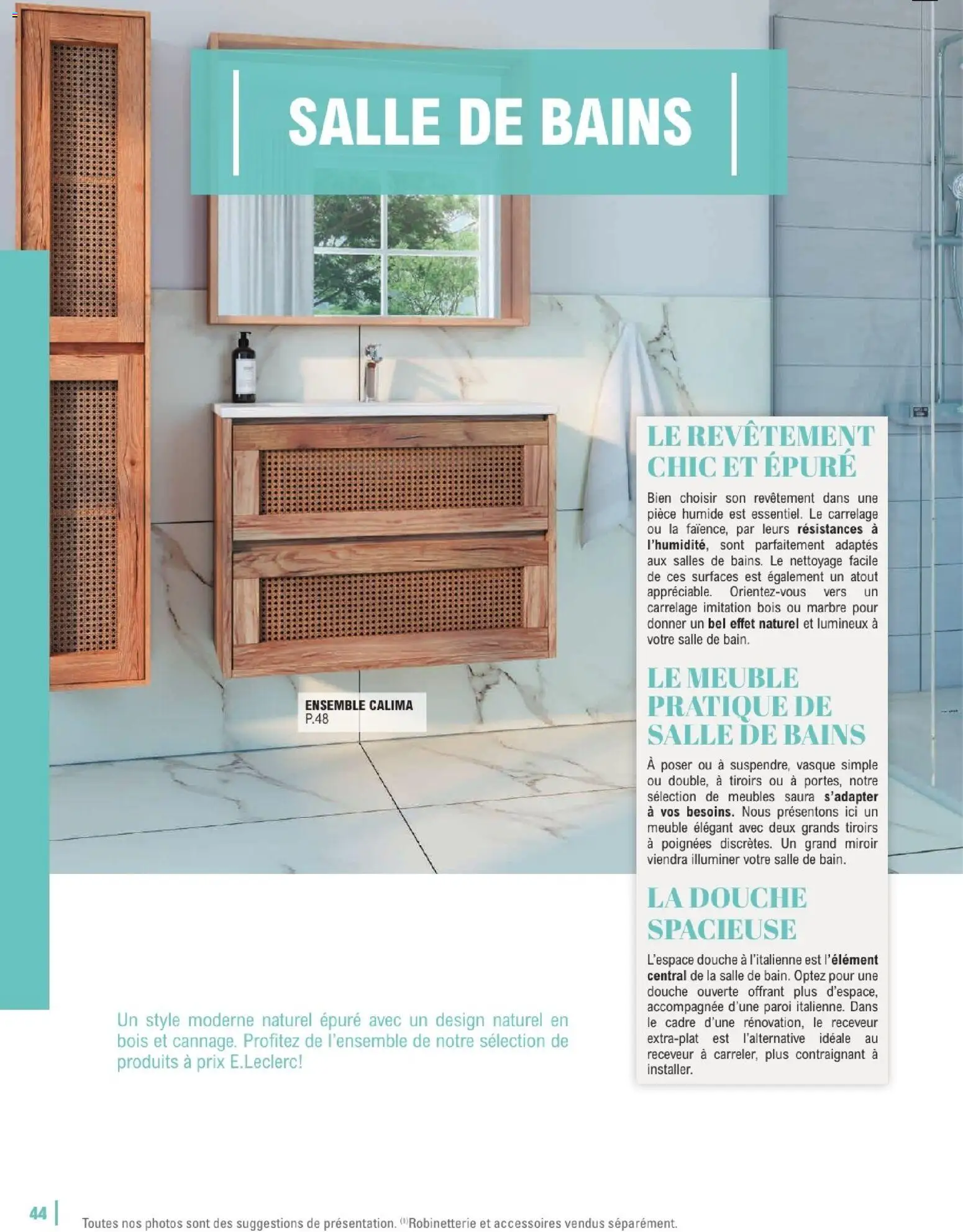 {H1} | Page: 44 | Produits: Poignées, Tiroirs, Douche, Carrelage