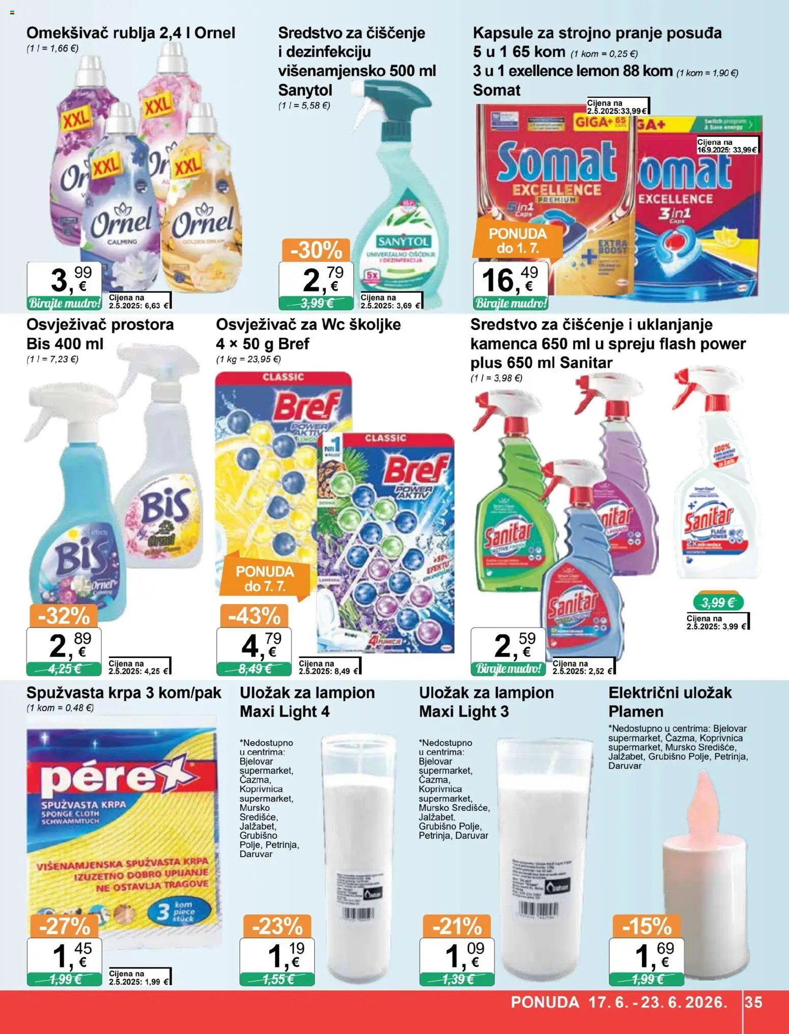 KTC katalog | vrijedi od 17.06.2026 | Stranica: 35 | Proizvodi: Omekšivač, Osvježivač prostora, Lampion, Somat