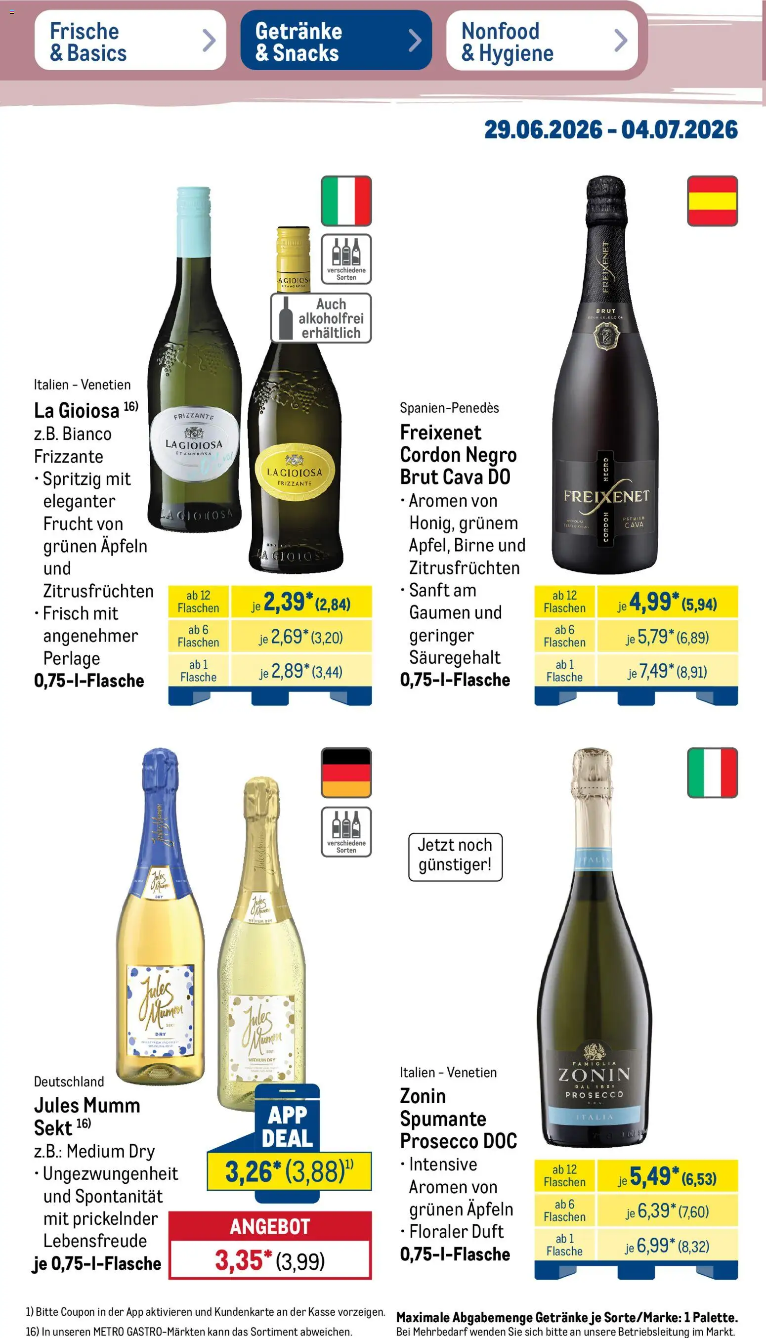 Metro Non Food & Hygiene – gültig ab 29.06.2026 | Seite: 29 | Produkte: Sekt, Duft, Jules mumm, Birne