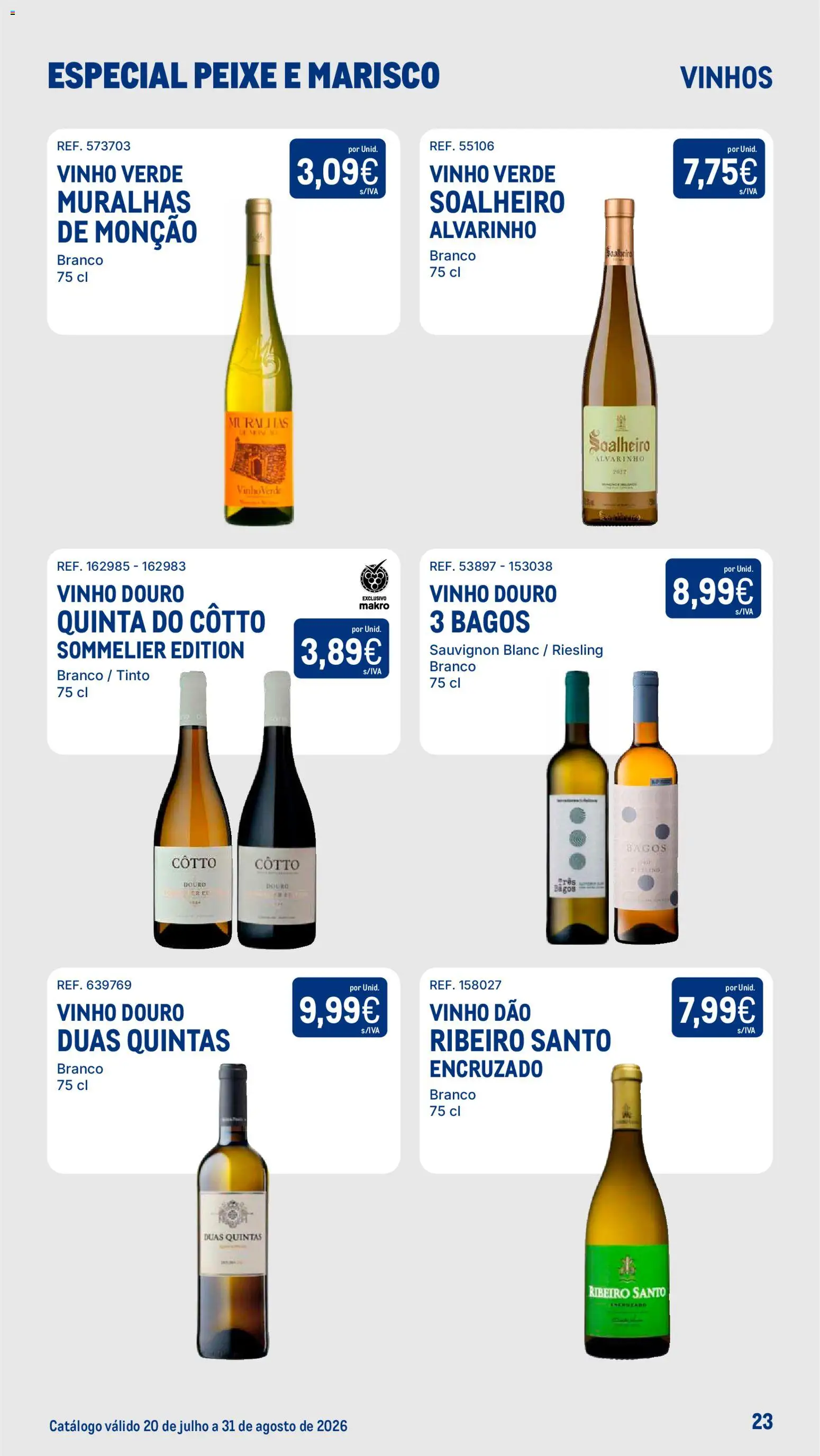 Makro Especial Peixe e Marisco │ válido de 20/07/2026 | Página: 23 | Produtos: Vinho, Peixe