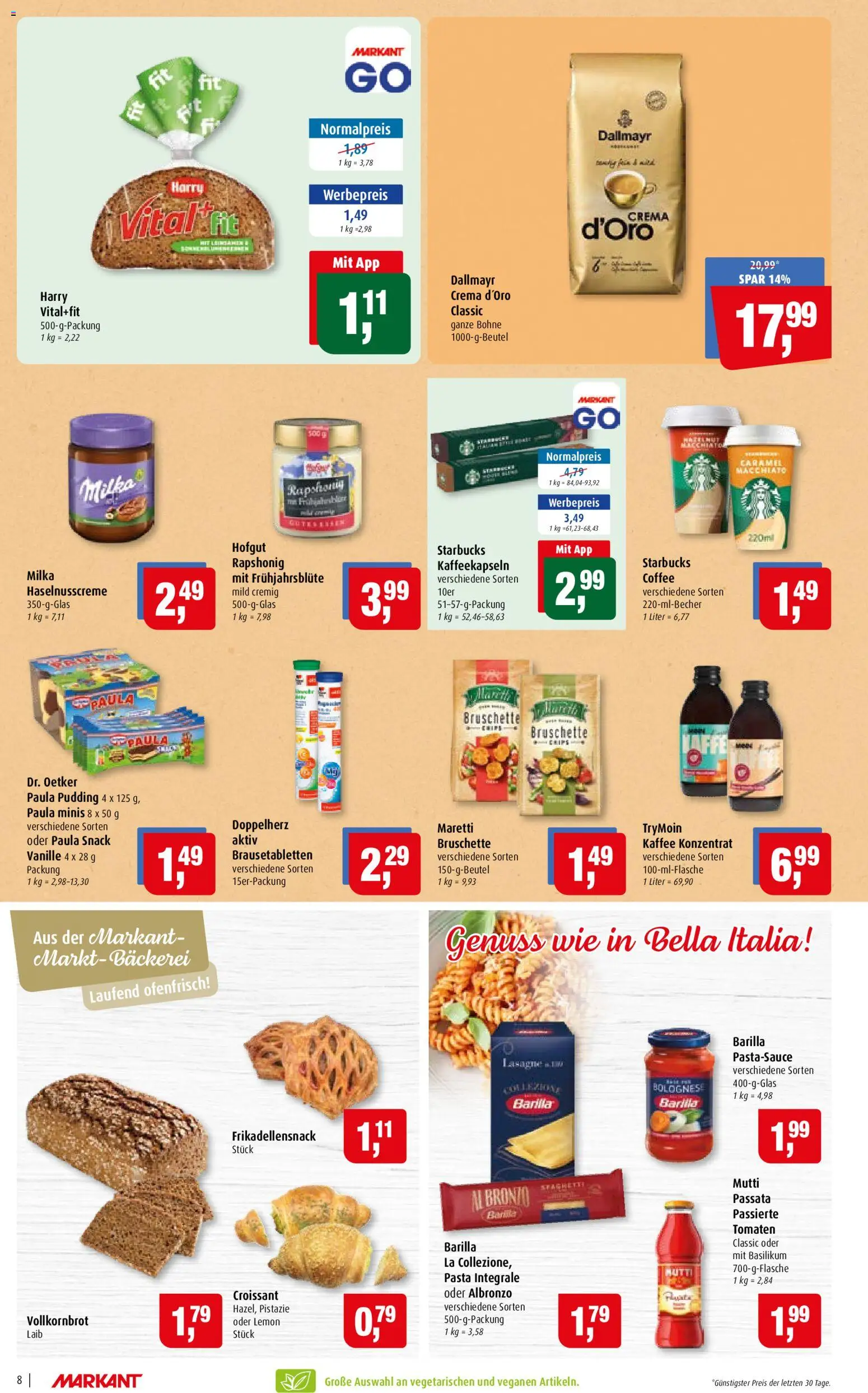 Markant Prospekt – gültig ab 13.07.2026 | Seite: 8 | Produkte: Bäckerei, Barilla, Croissant, Pasta