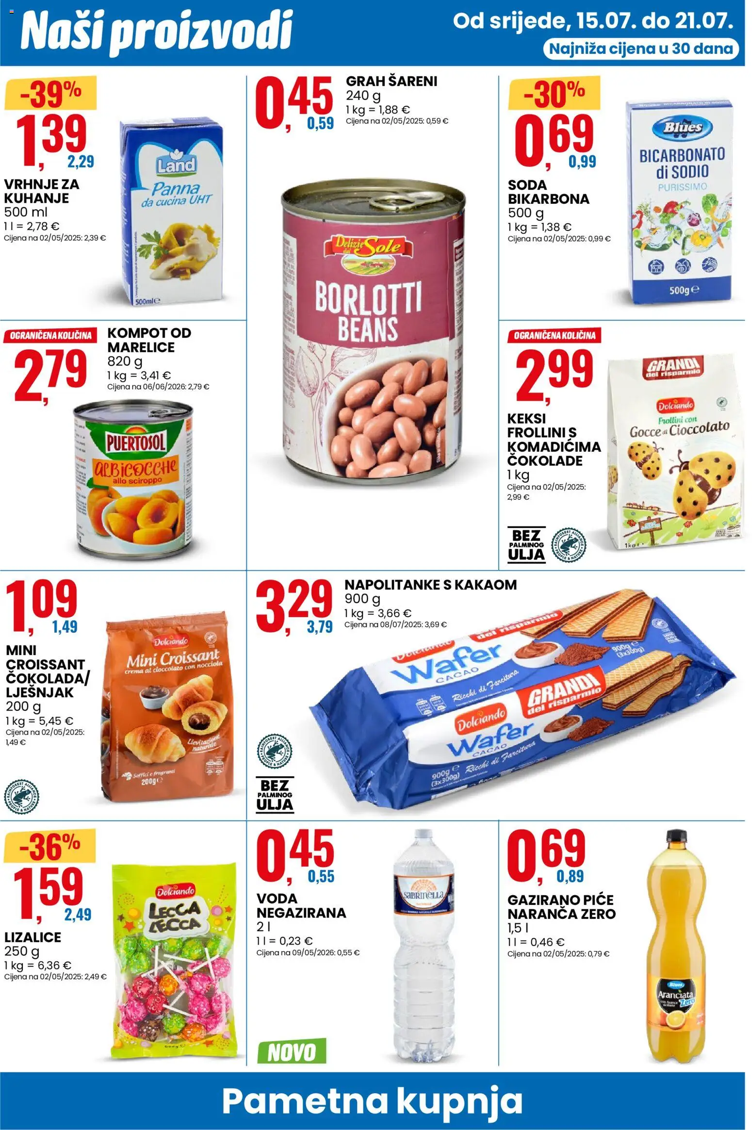 Eurospin katalog | vrijedi od 15.07.2026 | Stranica: 12 | Proizvodi: Grah, Marelice, Voda, Napolitanke