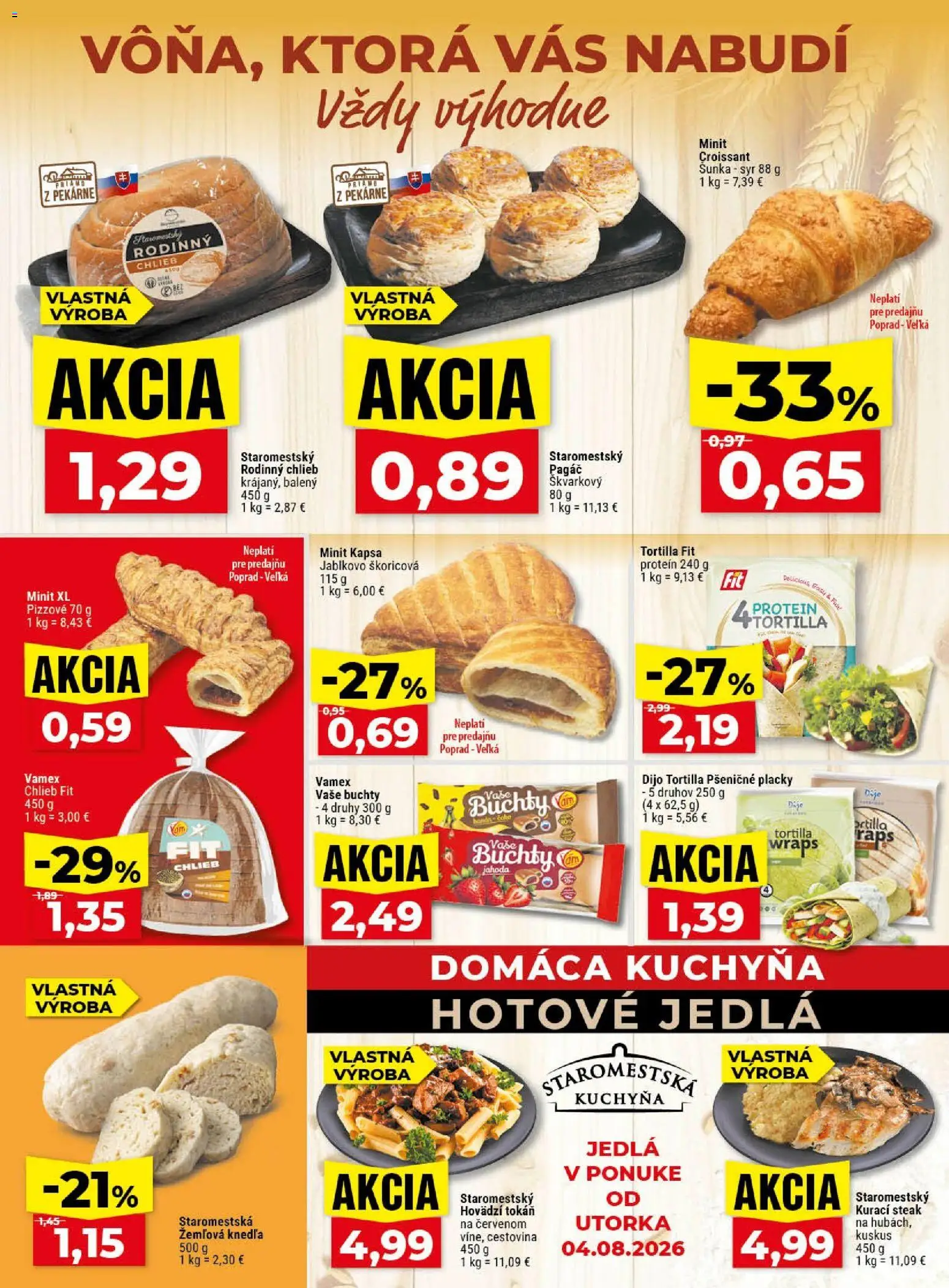 Nové Klas akcie – leták je platný od 03.08.2026 | Strana: 8 | Produkty: Kuchyňa, Syr, Chlieb, Šunka