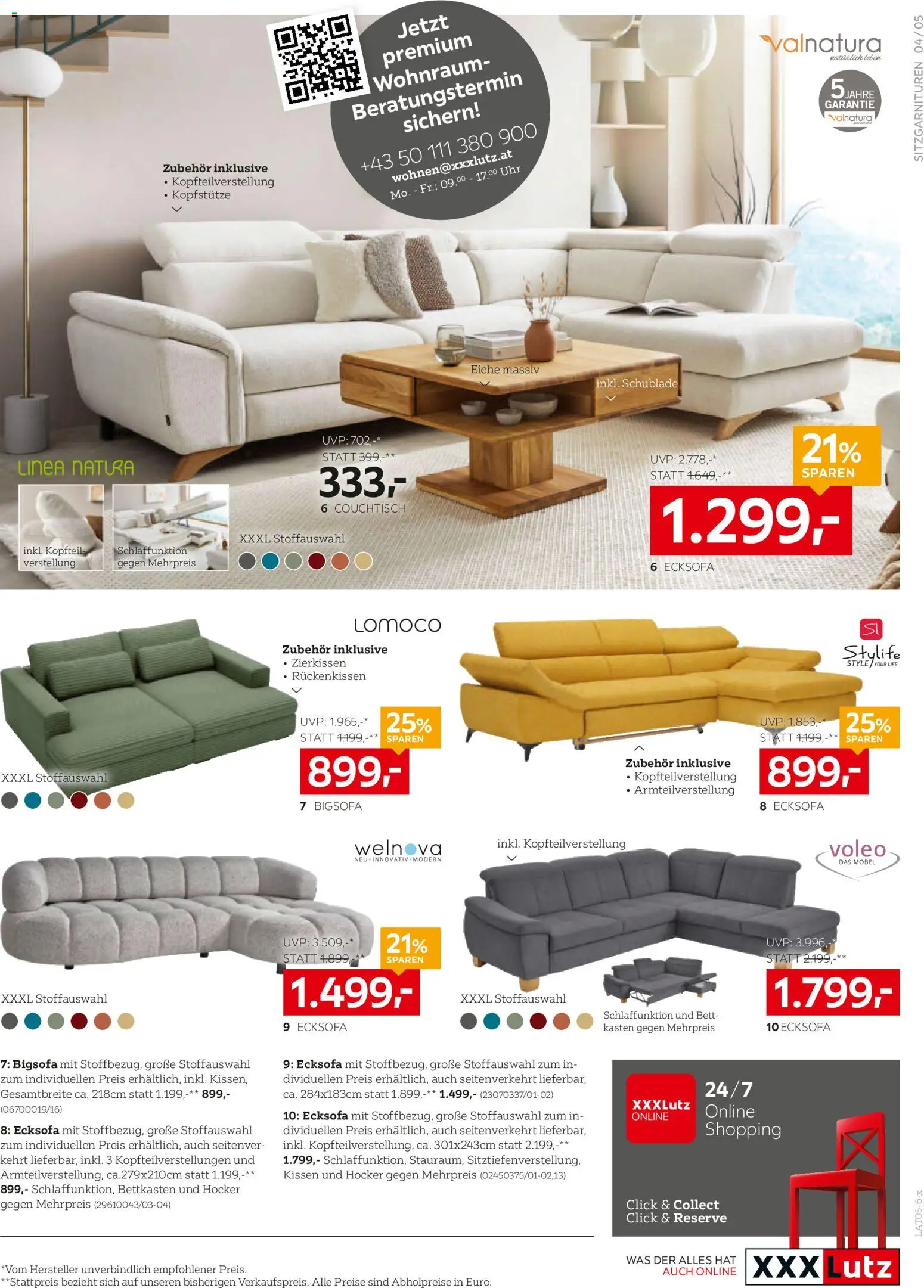 XXXLutz Prospekt aktuell gültig ab 19.05.2026 | Seite: 5 | Produkte: Uhr, Bett, Kissen, Couchtisch