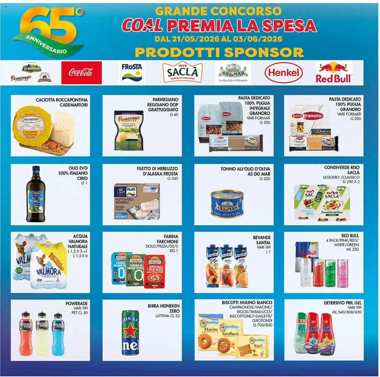 Volantino Coal del 21.05.2026 | Pagina: 3 | Prodotti: Merluzzo, Olio, Pasta, Red Bull