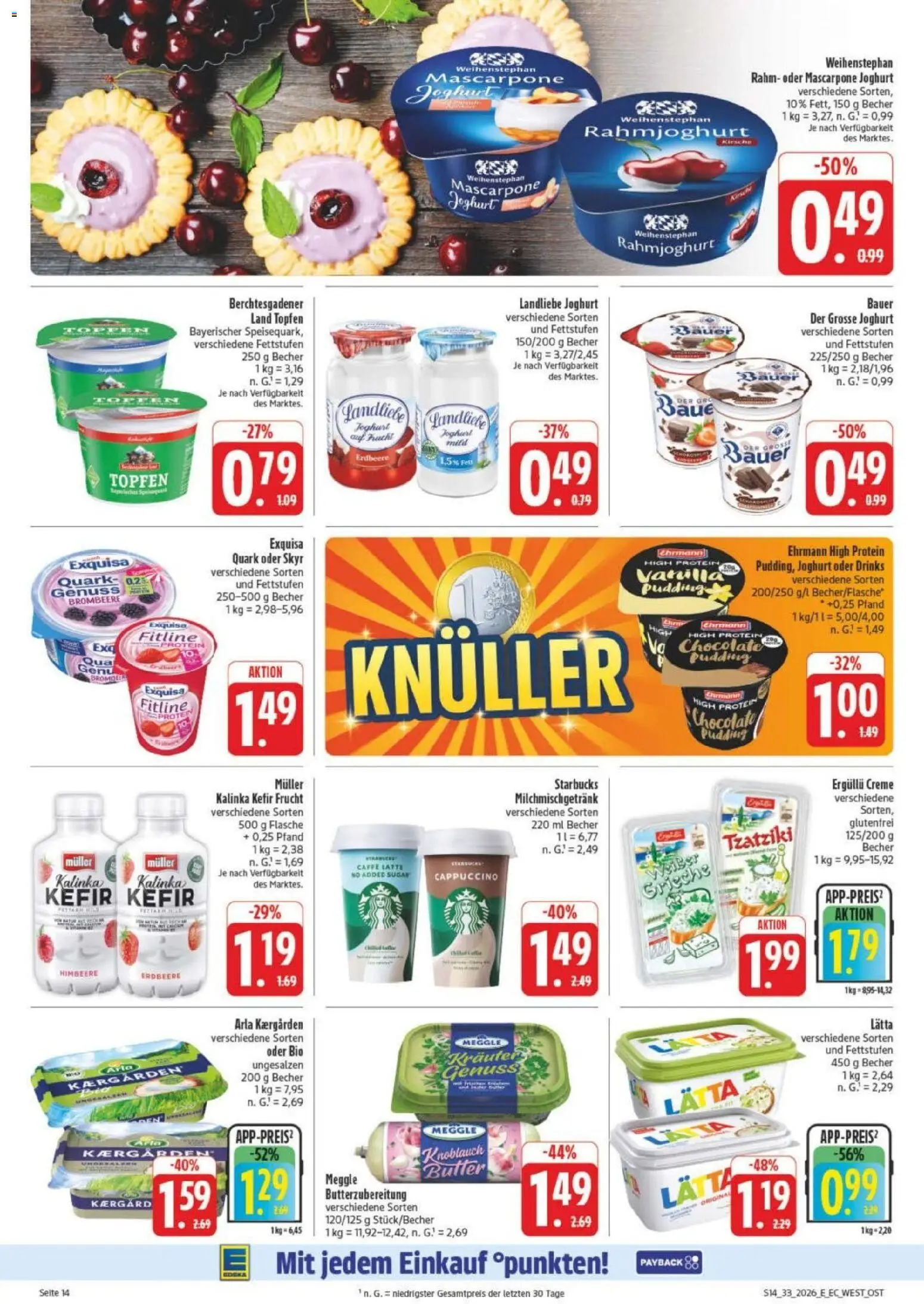 Edeka Prospekt Leipzig – gültig ab 10.08.2026 | Seite: 18 | Produkte: Kefir, Quark, Starbucks, Exquisa