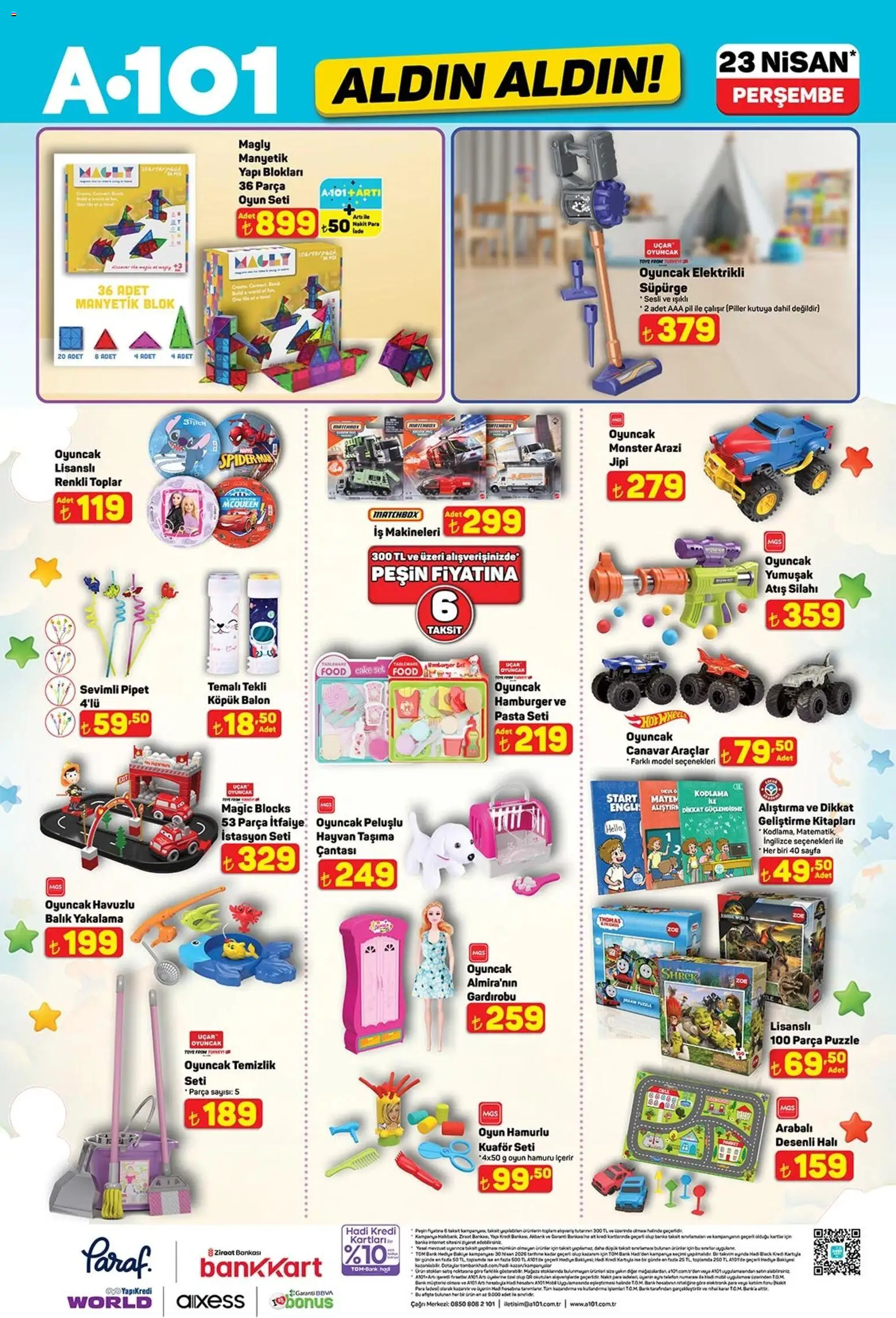 A101 - Katalog Aldın Aldın - 23.04.2026 tarihinden itibaren geçerlidir | Sayfa: 15 | Ürünler: Halı, Balık, Oyun hamuru, Telefon
