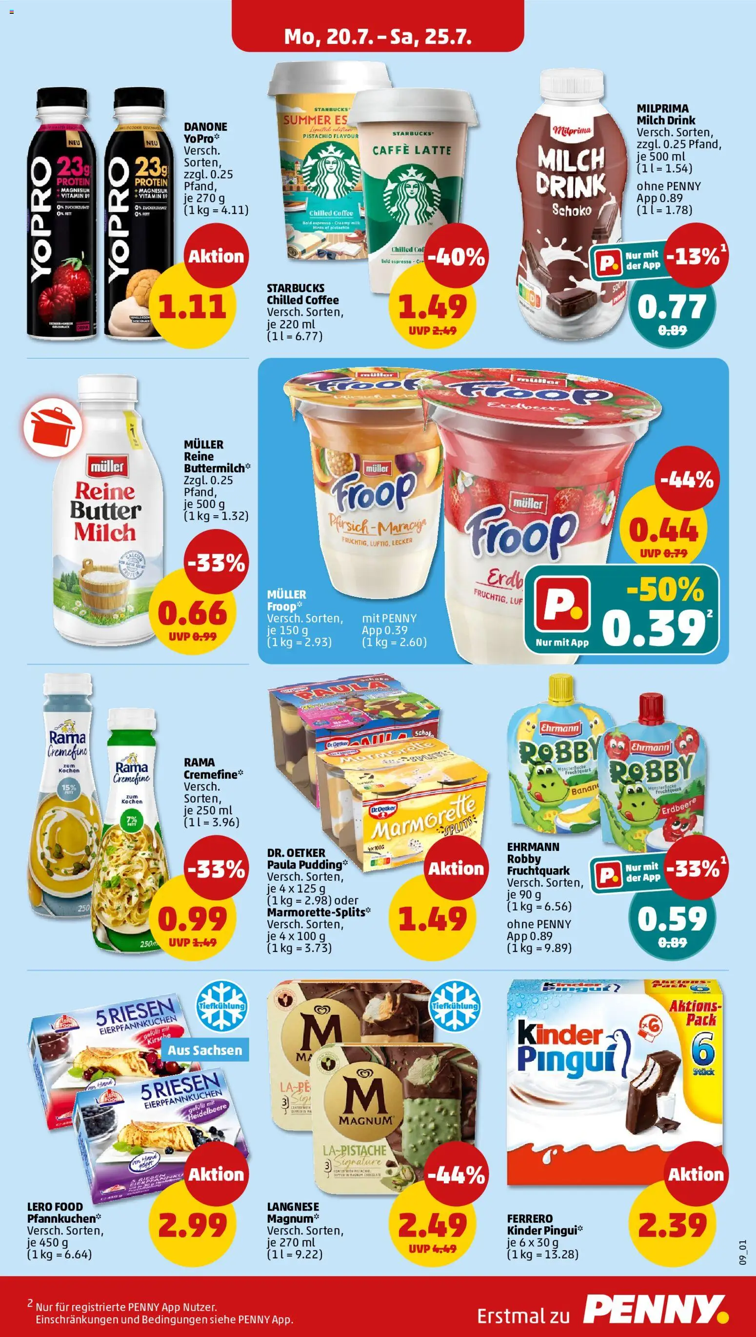 Penny Prospekt – gültig ab 20.07.2026 | Seite: 11 | Produkte: Froop, Rama, Starbucks, Pfirsich