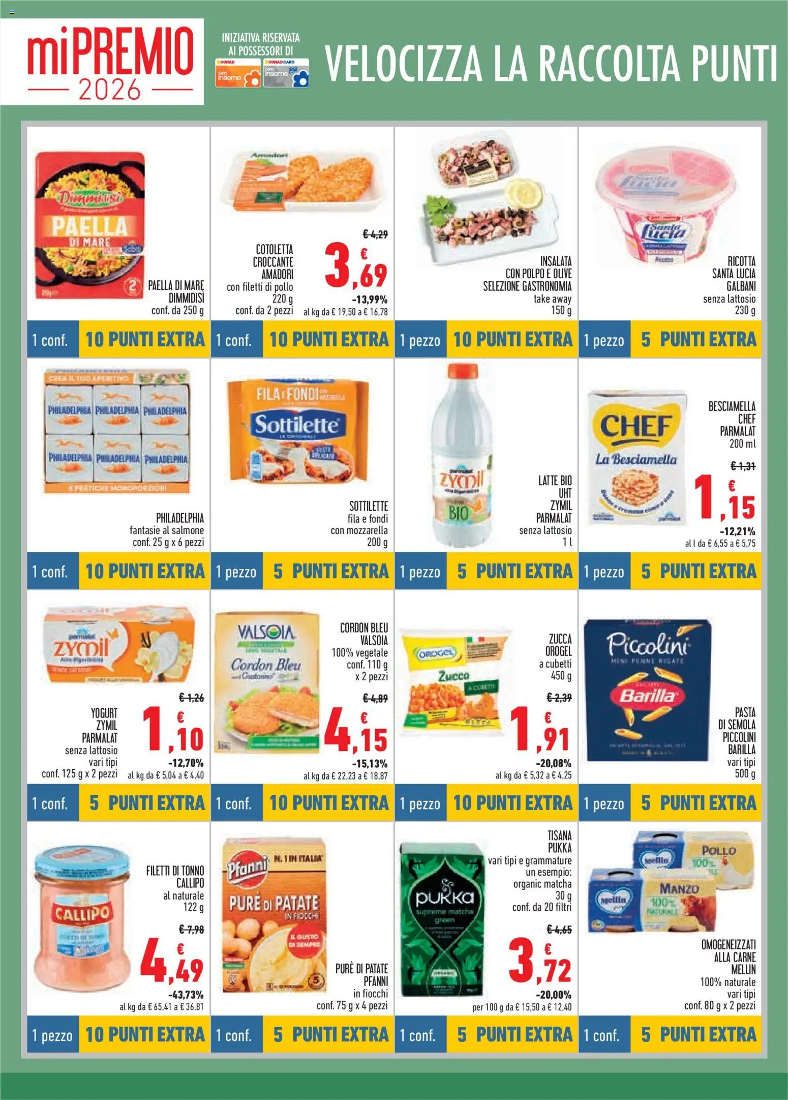 Volantino Conad del 09/09/2026 | Pagina: 4 | Prodotti: Tisana, Salmone, Latte, Matcha