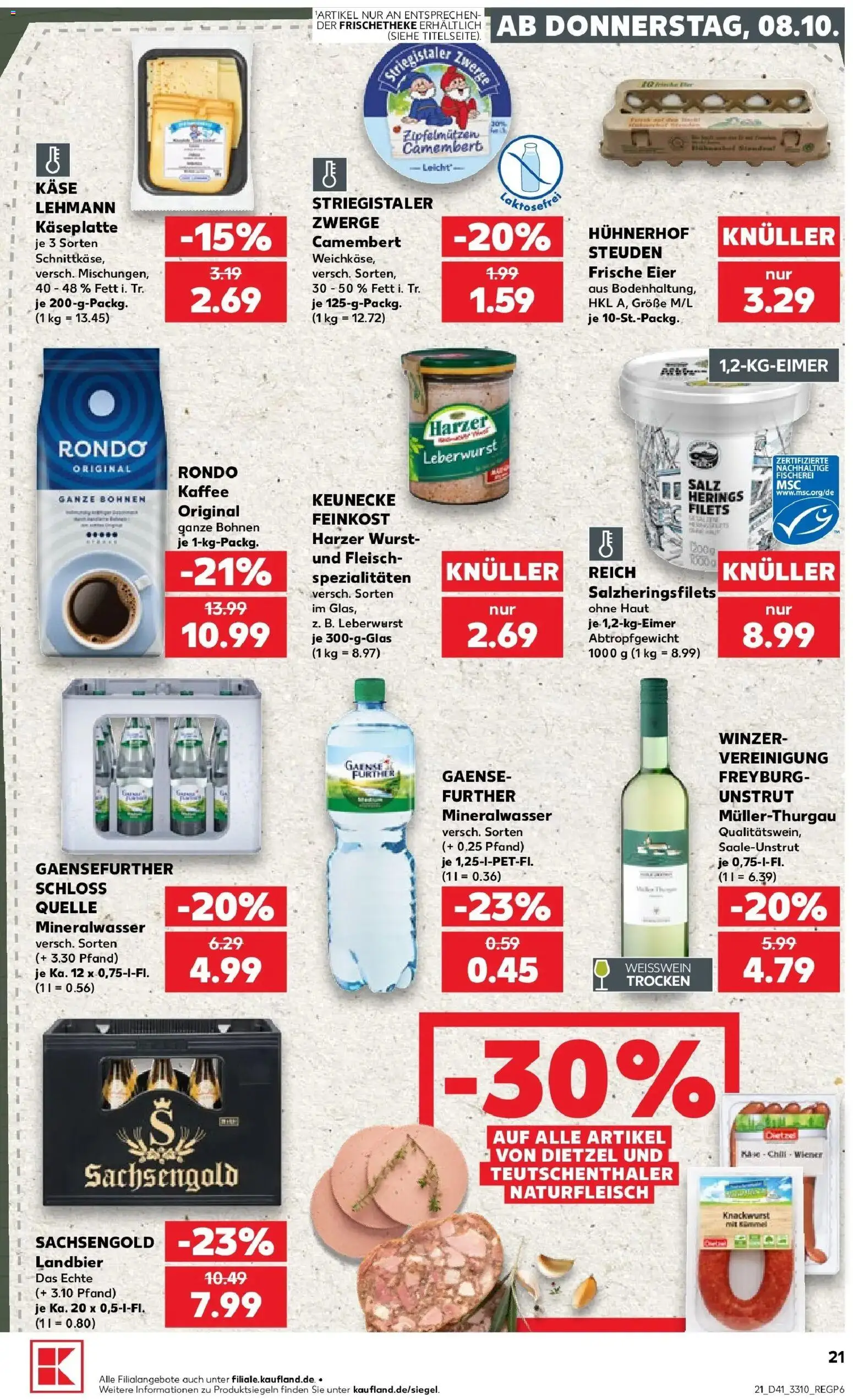 Prospekt Kaufland ab 08.10.2026 » Angebote Online zum Blättern | Seite: 21 | Produkte: Eier, Mineralwasser, Salz, Fleisch