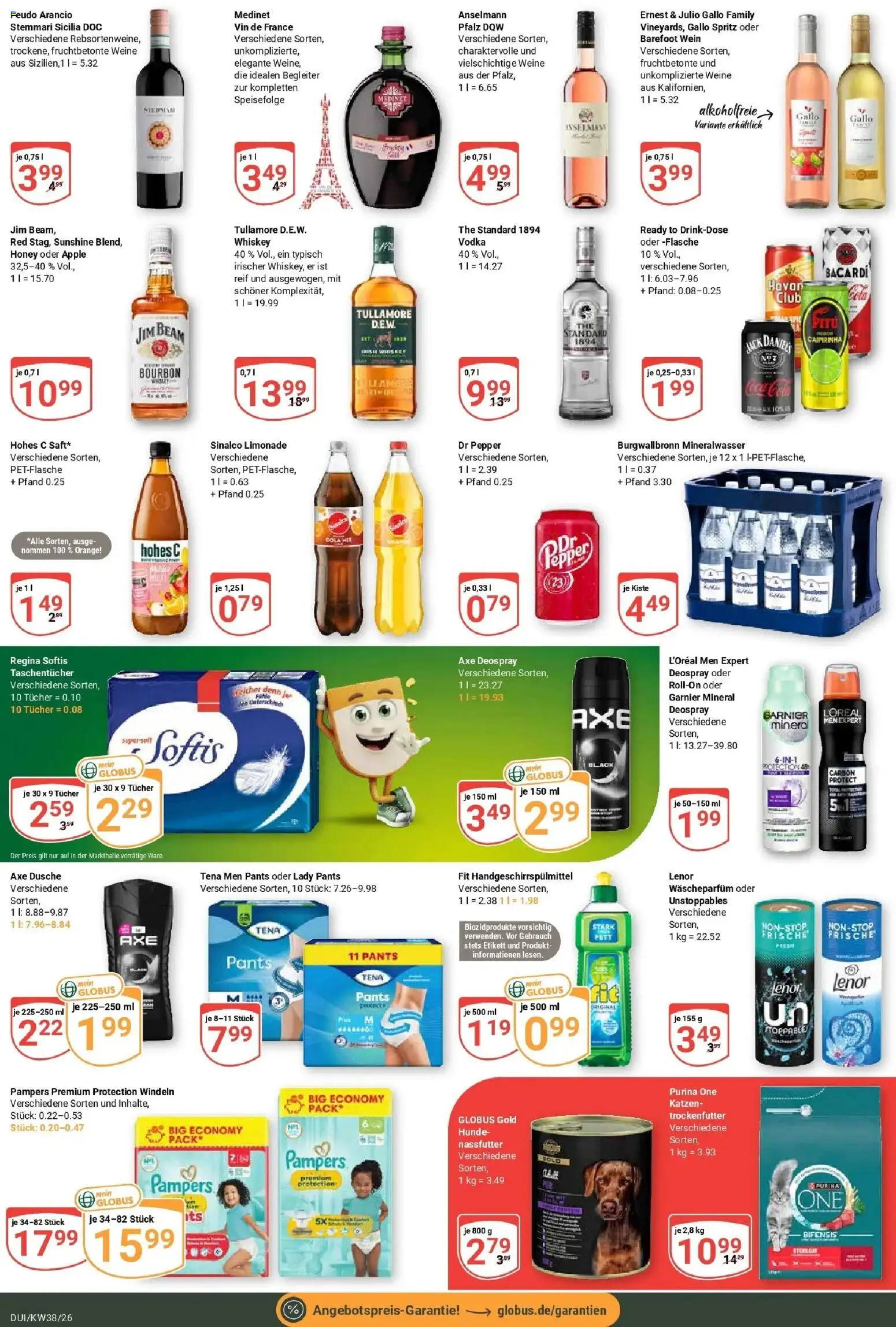 Globus Prospekt Duisburg (ab 14.09.2026) » Angebote online | Seite: 6 | Produkte: Sinalco, Pampers, Wein, Bourbon