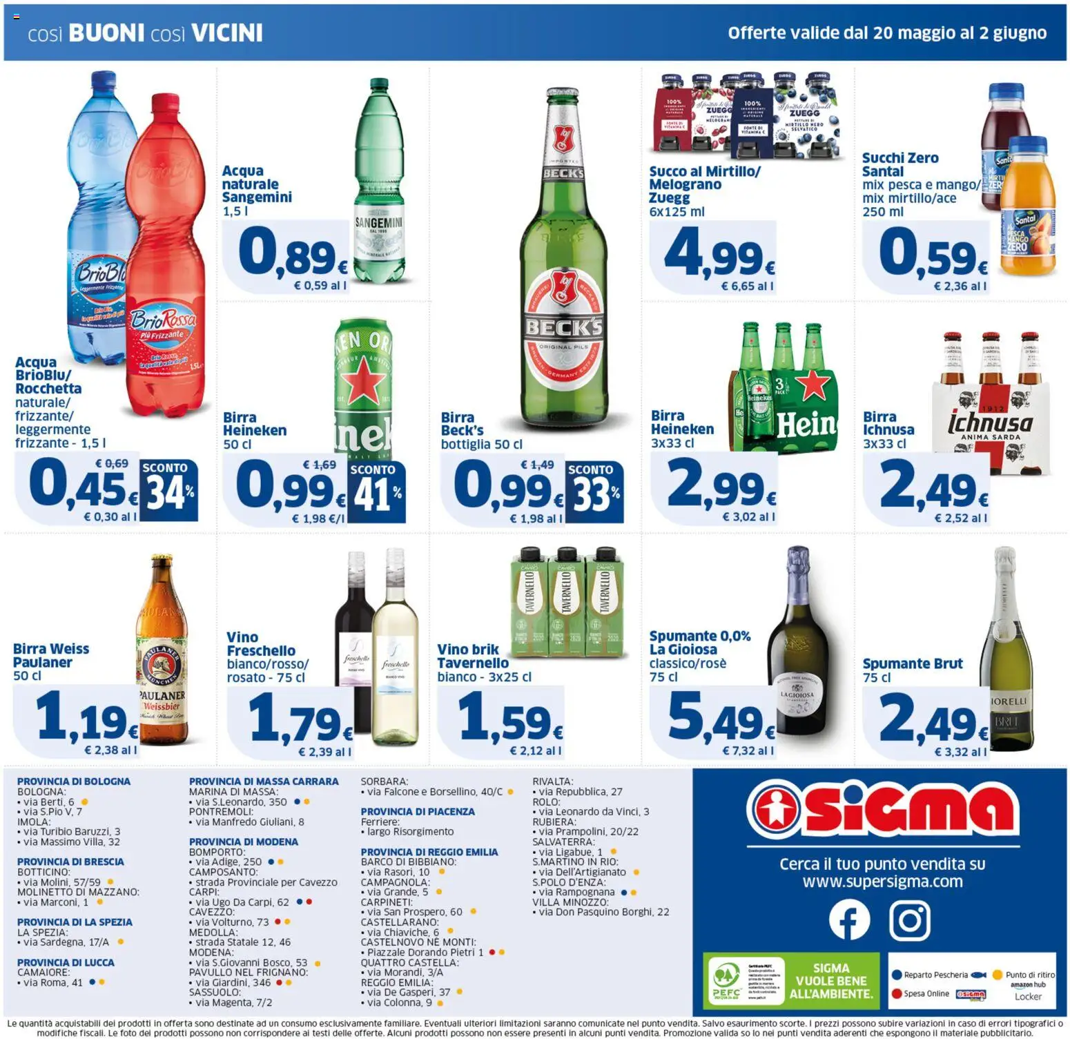 Volantino SIGMA del 20.05.2026 | Pagina: 12 | Prodotti: Succo, Acqua, Spumante, Heineken