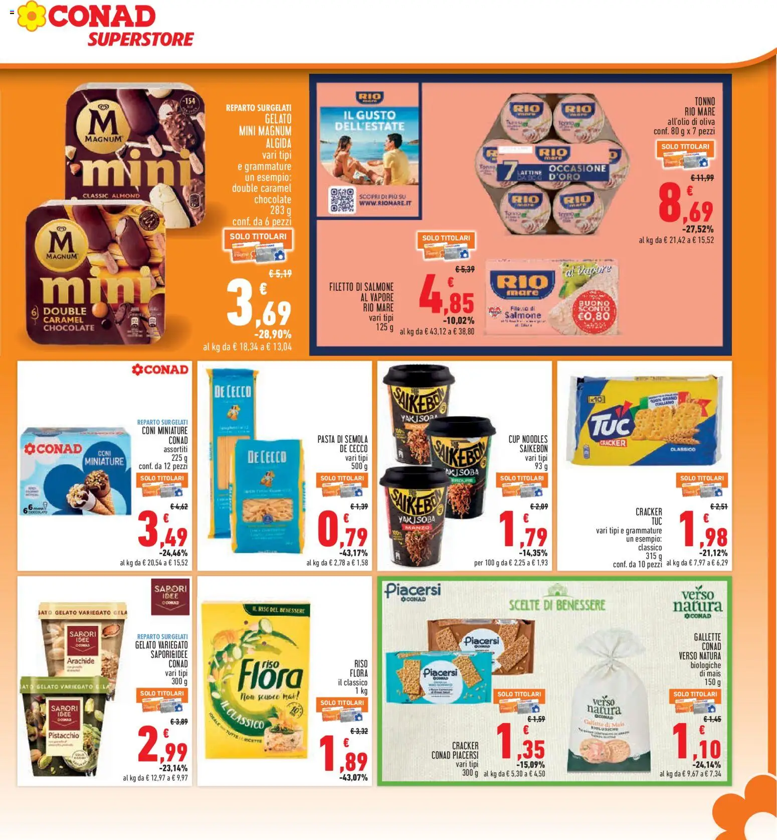Volantino Conad del 27/08/2026 | Pagina: 17 | Prodotti: Pistacchio, Gelato, Pasta di semola, Cracker