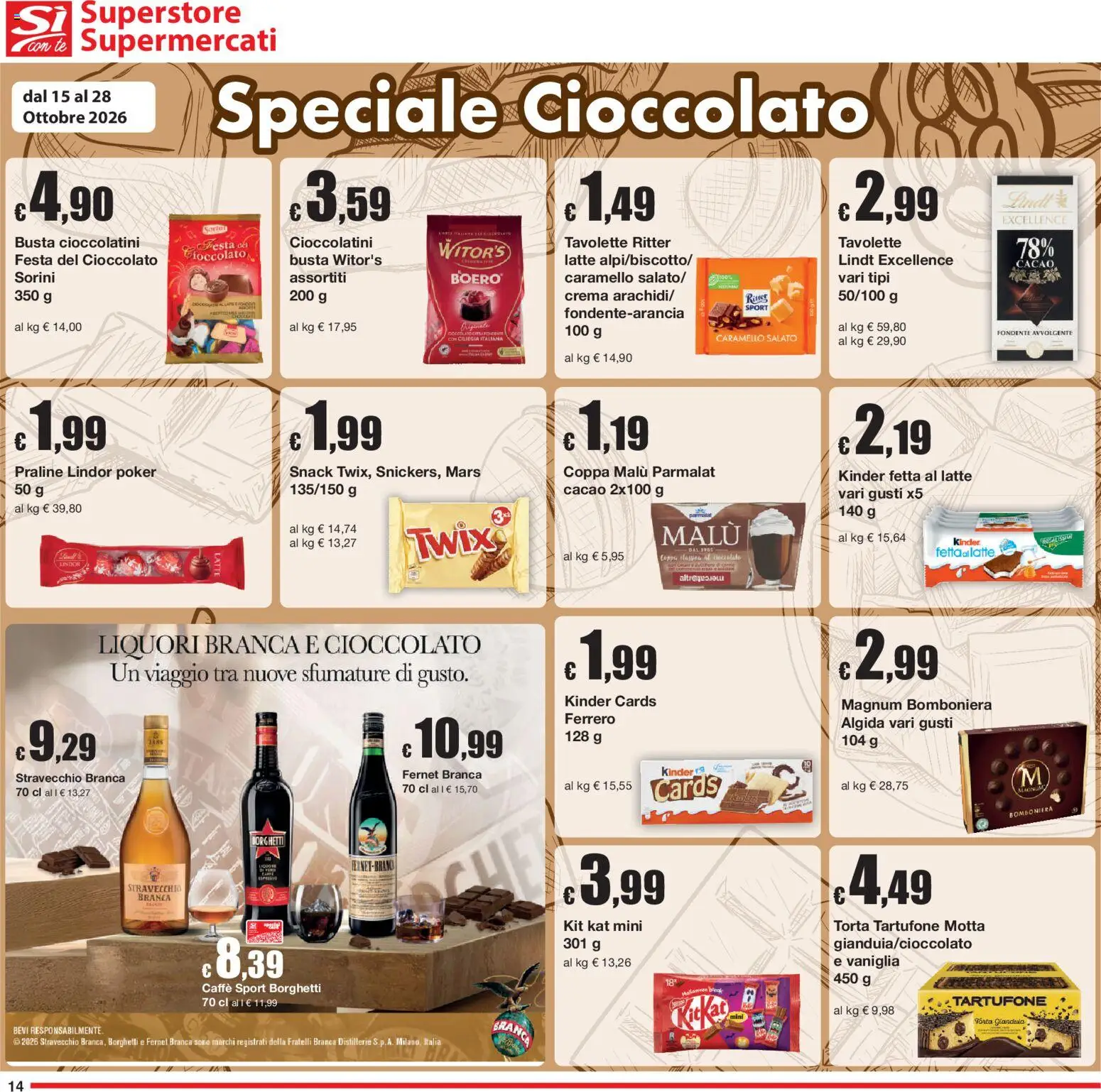Volantino Sì con Te del 15/10/2026 | Pagina: 14 | Prodotti: Tè, Latte, Torta, Cacao