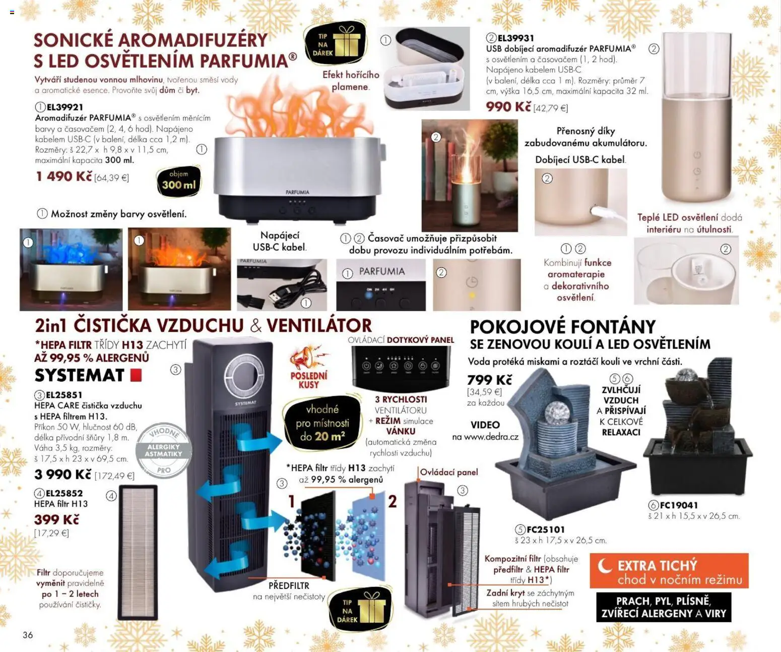 Nové Dedra akcie – leták je platný od 01.10.2026 | Strana: 36 | Produkty: Čistička vzduchu, Ventilátor, USB