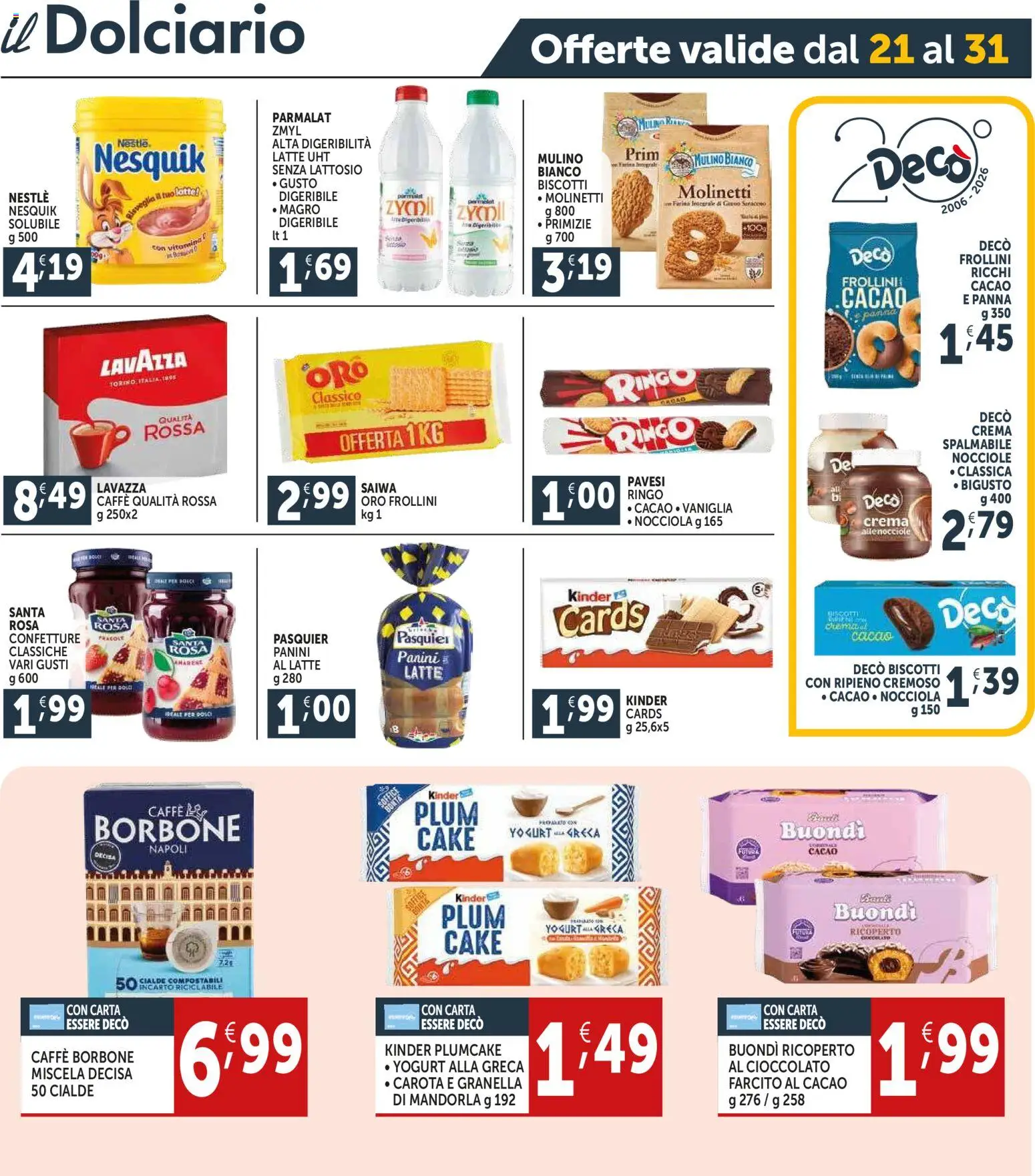 Volantino Decò del 21.05.2026 | Pagina: 3 | Prodotti: Biscotti, Latte, Nocciole, Cacao