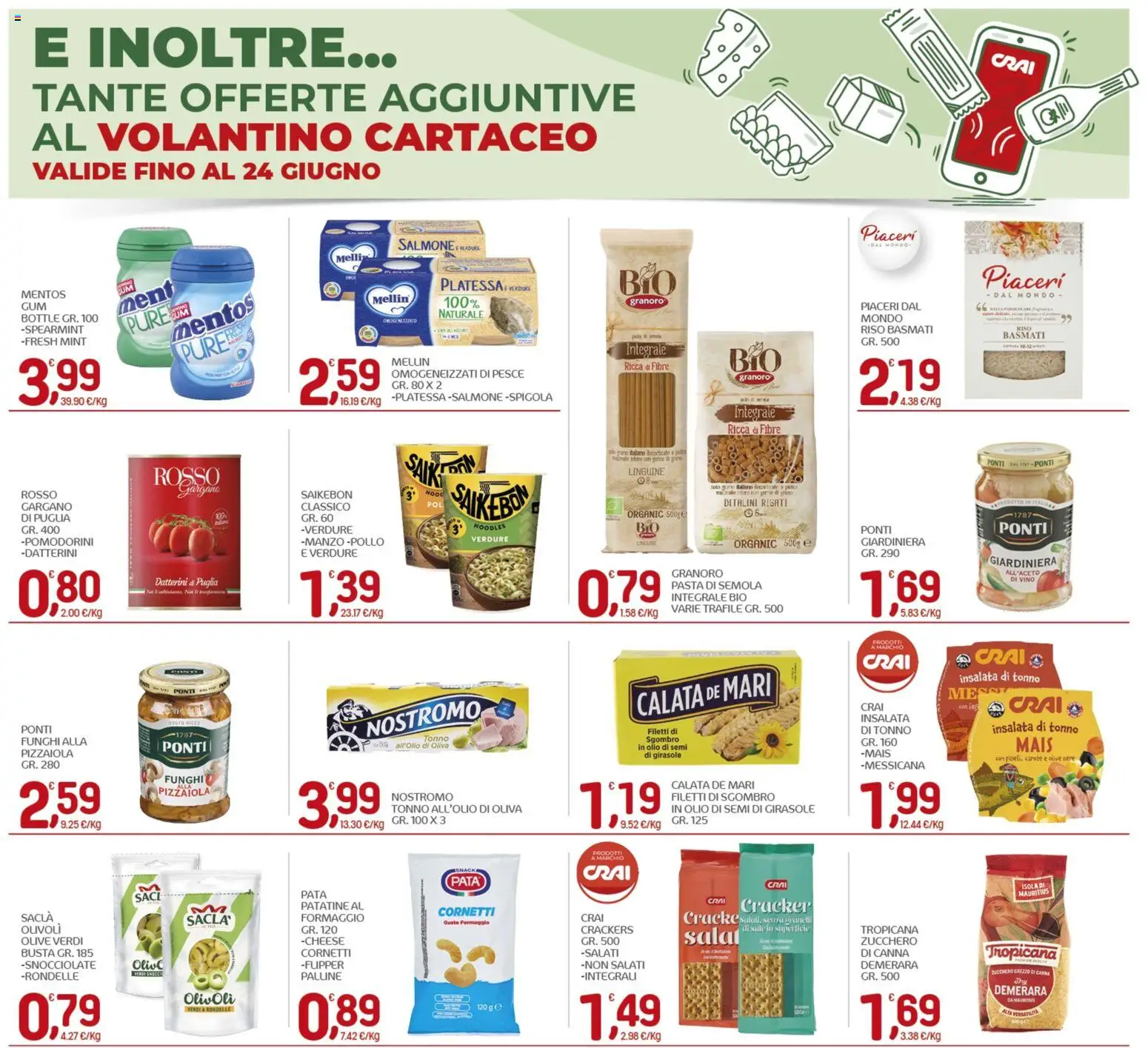 Volantino CRAI del 11.06.2026 | Pagina: 22 | Prodotti: Pesce, Carote, Crackers, Spigola