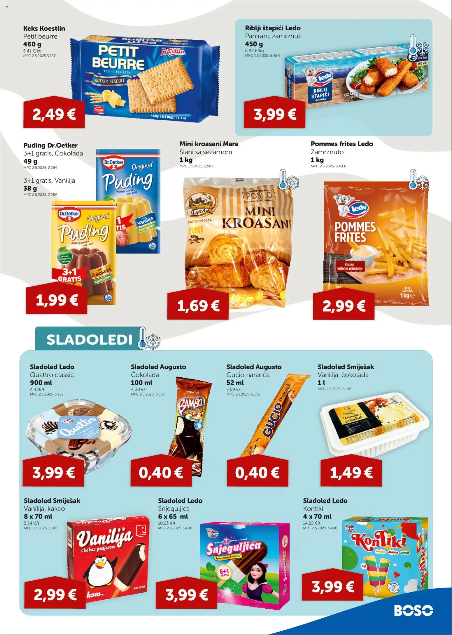 Boso katalog | vrijedi od 27.08.2026 | Stranica: 7 | Proizvodi: Riblji štapići, Pommes frites, Puding, Sladoled