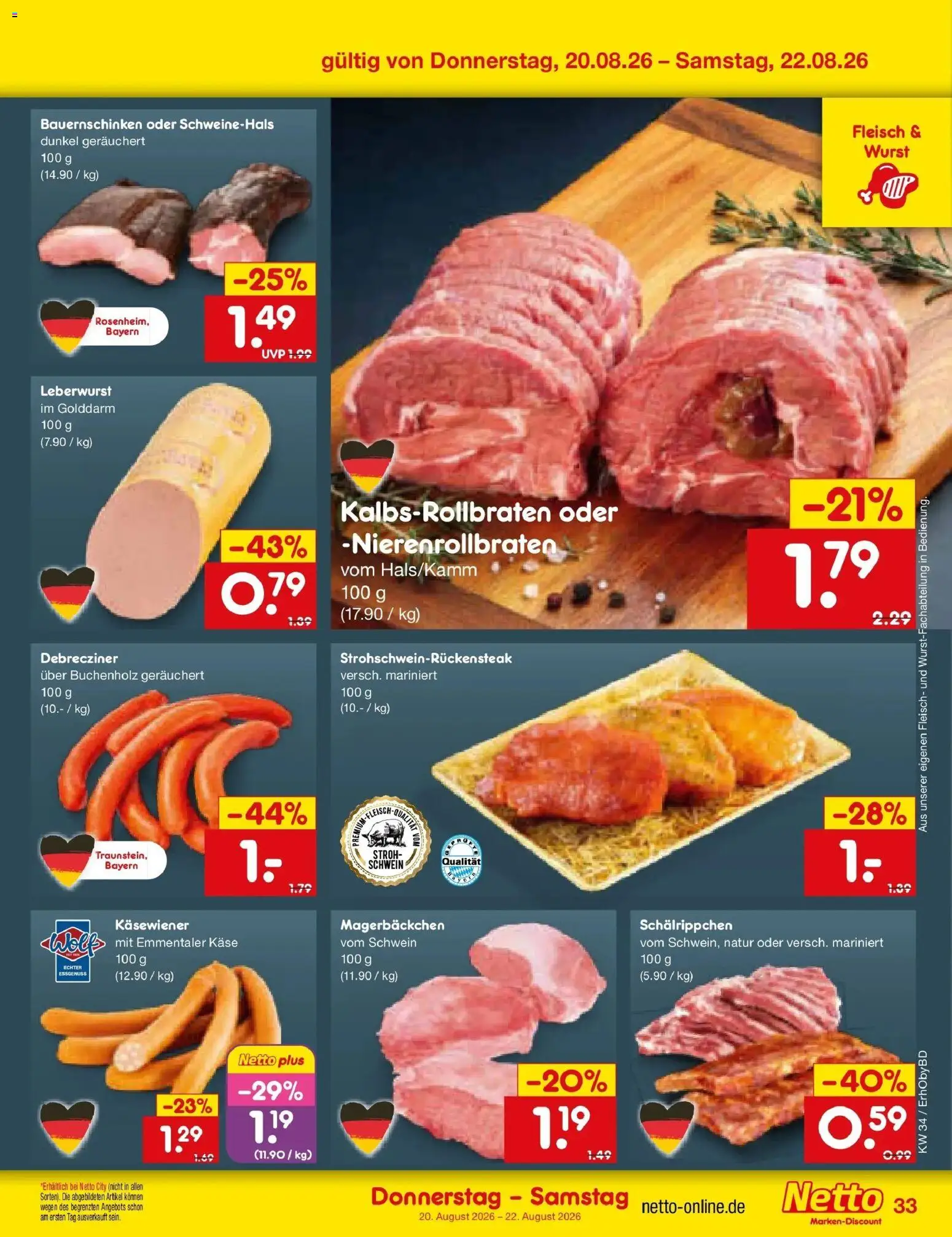 Netto Marken-Discount Prospekt Ergolding (ab 17.08.2026) » Angebote | Seite: 51 | Produkte: Käse, Wurst, Fleisch
