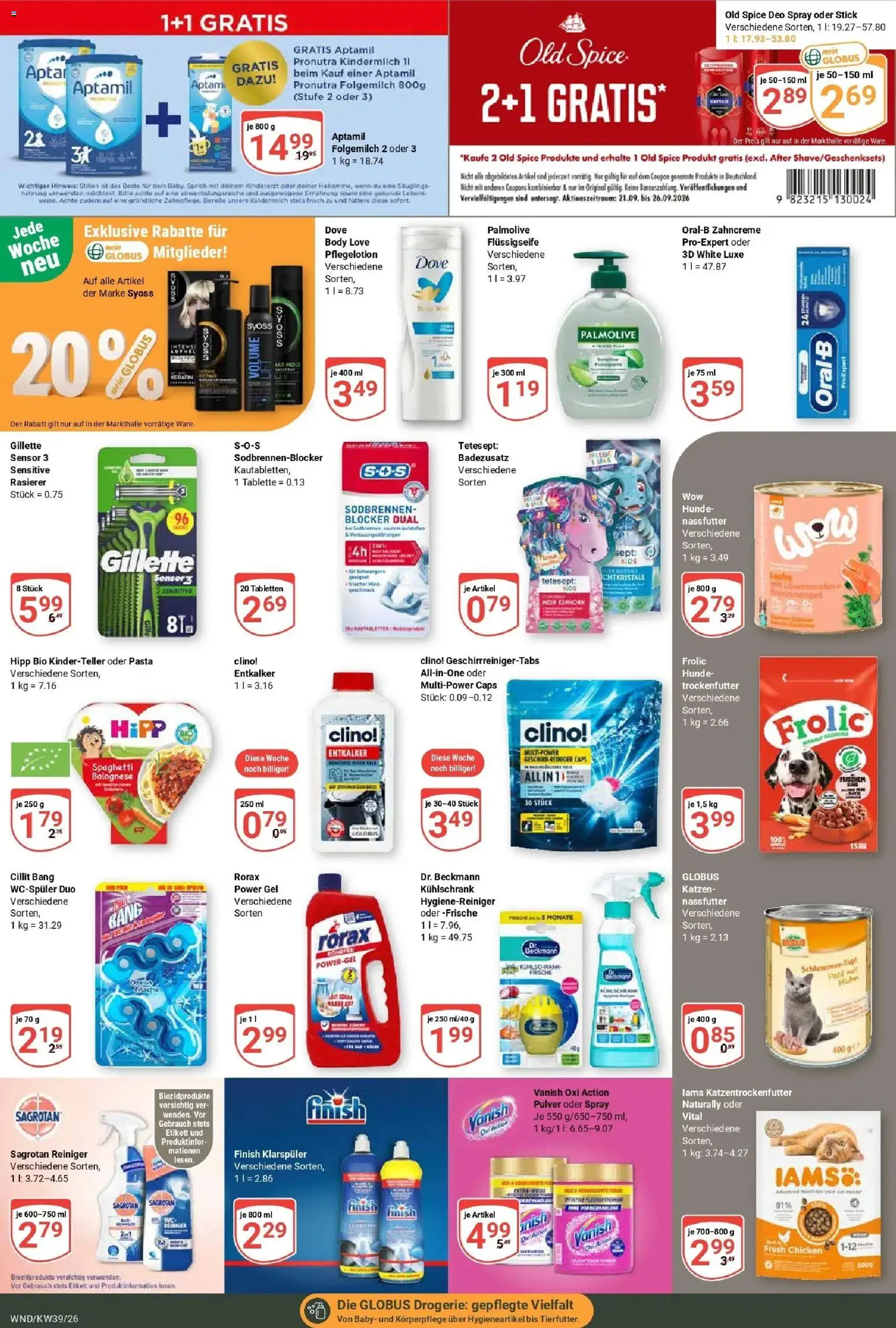 Globus Prospekt St. Wendel (ab 21.09.2026) » Angebote online | Seite: 23 | Produkte: Rasierer, Kühlschrank, Lachs, Pasta
