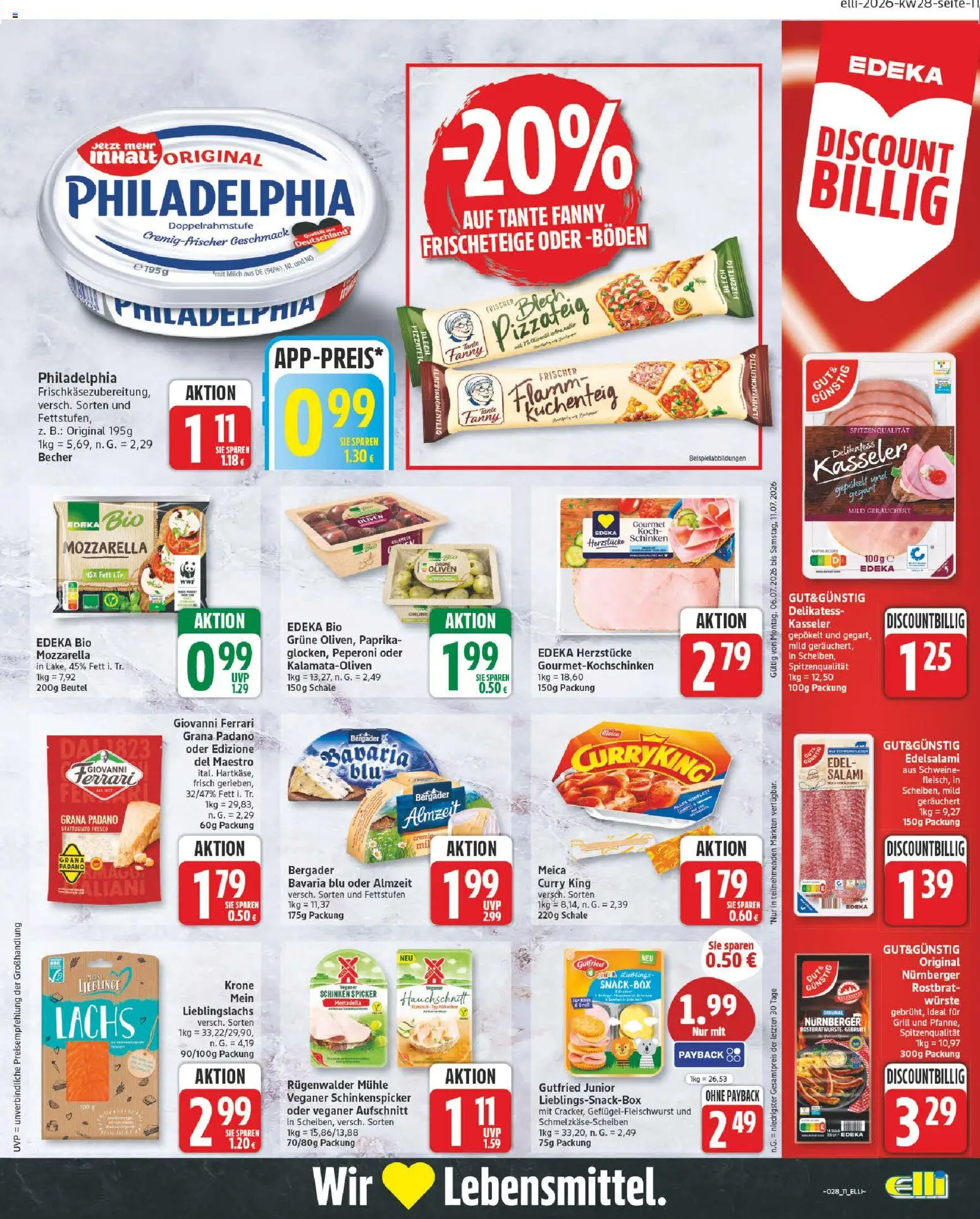 Elli Markt Prospekt Gütersloh – gültig ab 06.07.2026 | Seite: 11 | Produkte: Milch, Lachs, Paprika, Salami