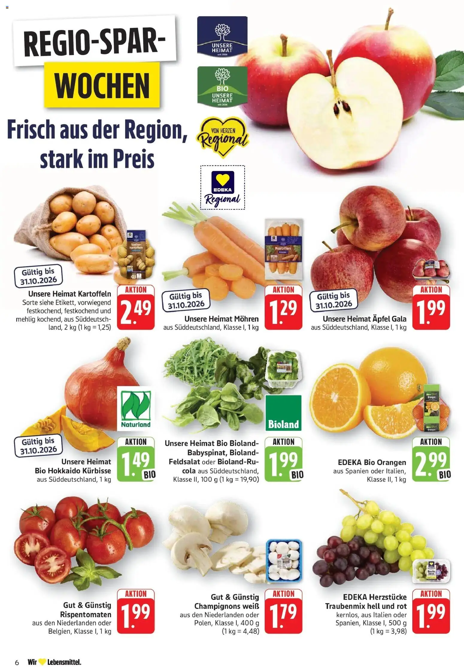 Edeka Prospekt Bruchsal (ab 26.10.2026) » Angebote Online | Seite: 14 | Produkte: Orangen, Mohren, Champignons, Kartoffeln