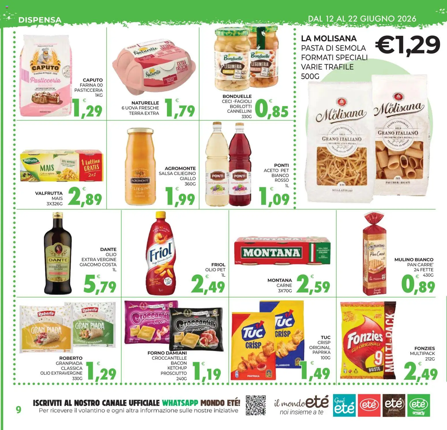 Volantino Eté del 12.06.2026 | Pagina: 9 | Prodotti: Ketchup, Cannellini, Farina, Forno