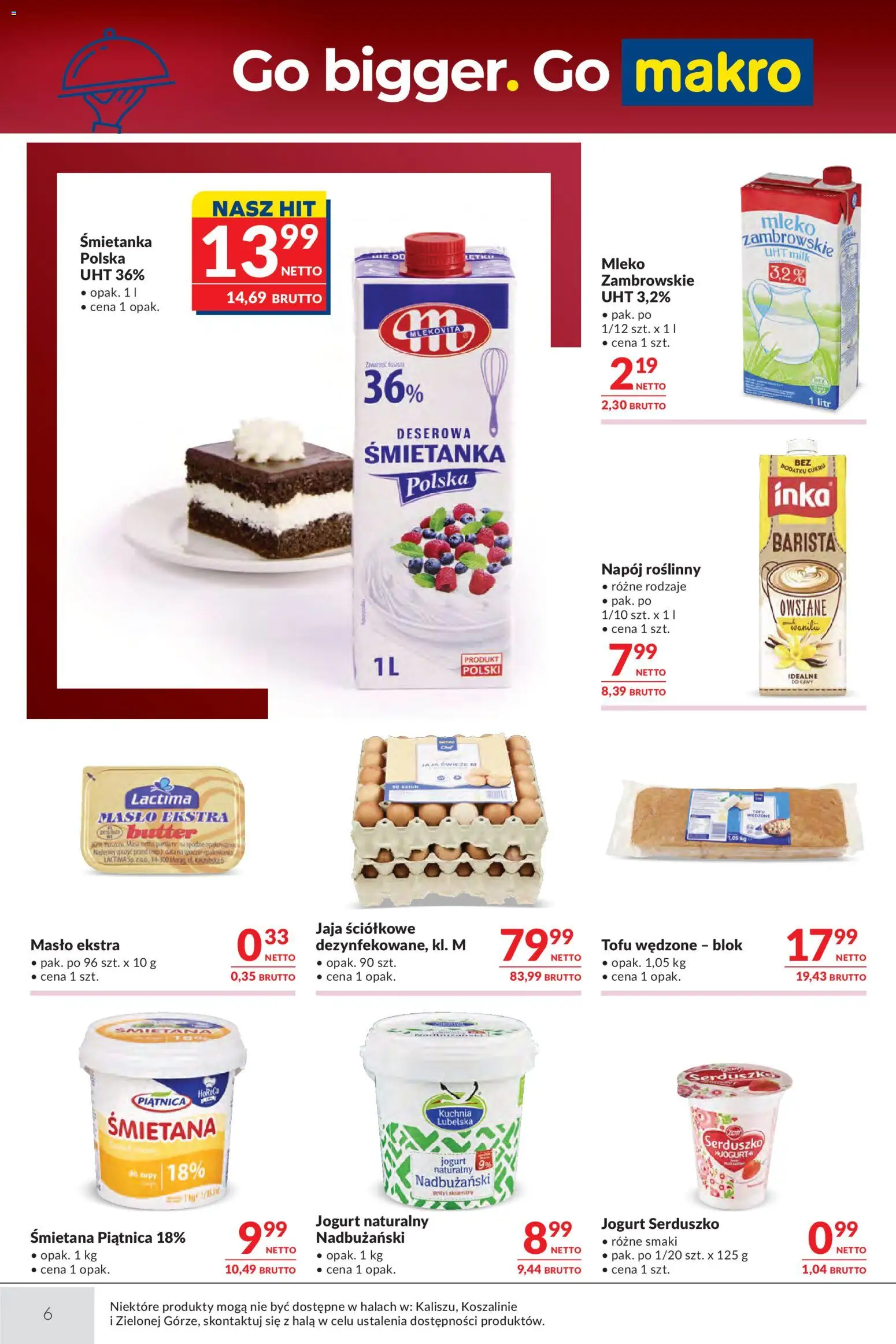 Makro gazetka - Oferta dla gastronomii od 01.09.2026 | Strona: 6 | Produkty: Jogurt naturalny, Piątnica, Śmietana, Jaja