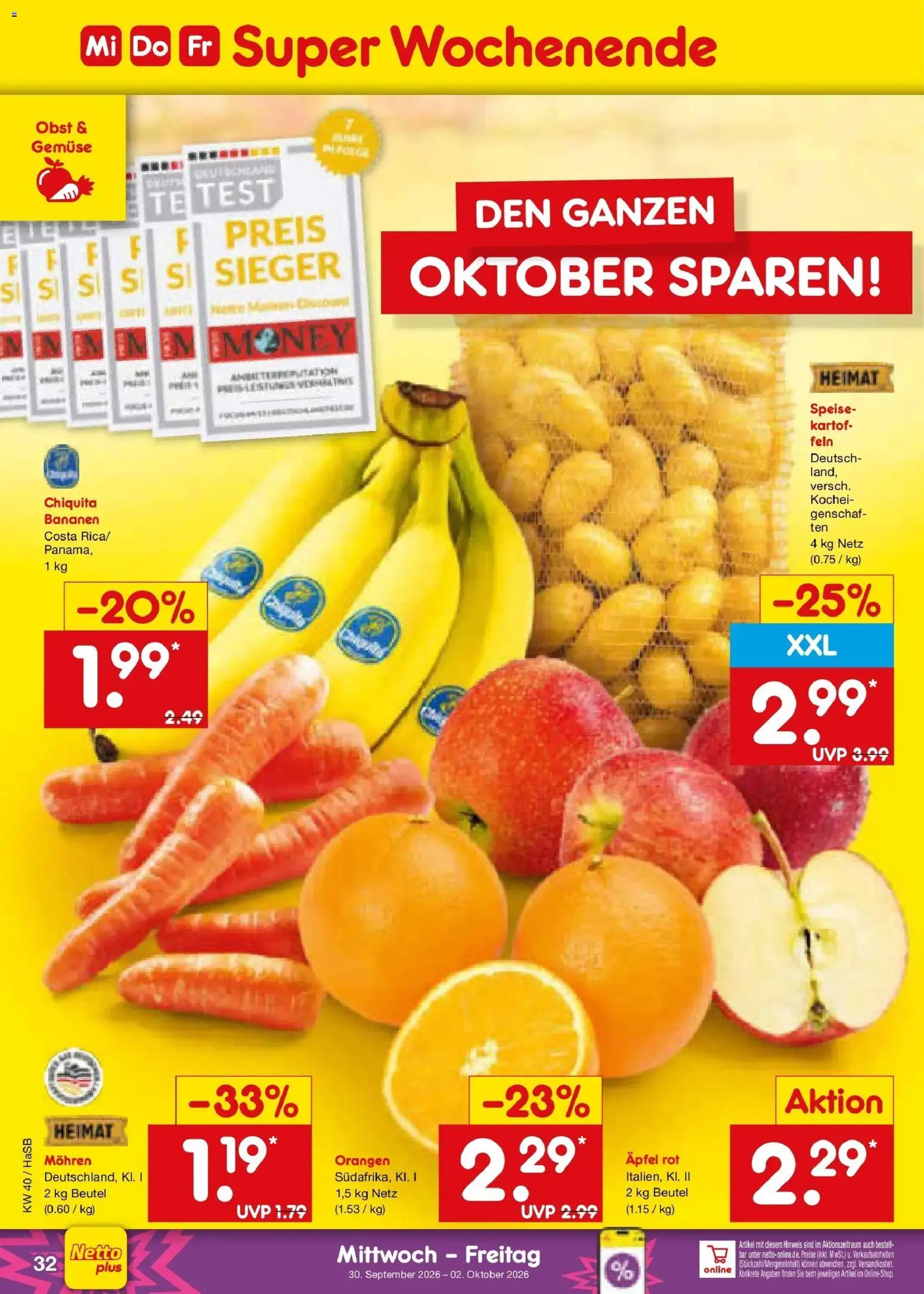 Netto Marken-Discount Prospekt Unna – gültig ab 28.09.2026 | Seite: 50 | Produkte: Äpfel, Bananen, Orangen, Obst
