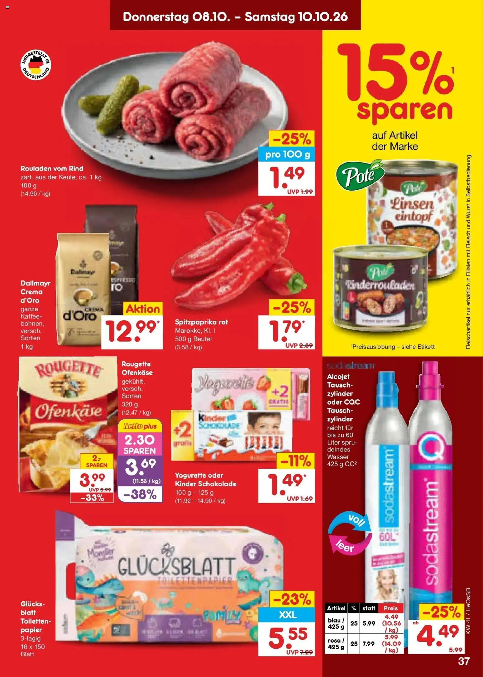 Netto Marken-Discount Prospekt Rostock – gültig ab 05.10.2026 | Seite: 47 | Produkte: Kinder schokolade, Kaffee, Dallmayr, Sodastream