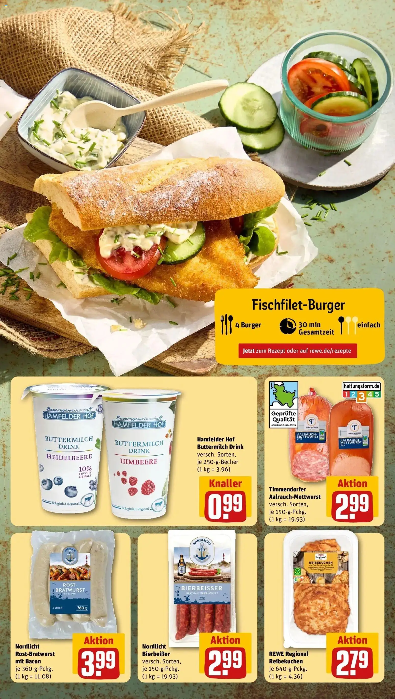 Rewe Prospekt Salzhemmendorf / Flecken – gültig ab 27.07.2026 | Seite: 5 | Produkte: Buttermilch, Bratwurst, Burger, Himbeere
