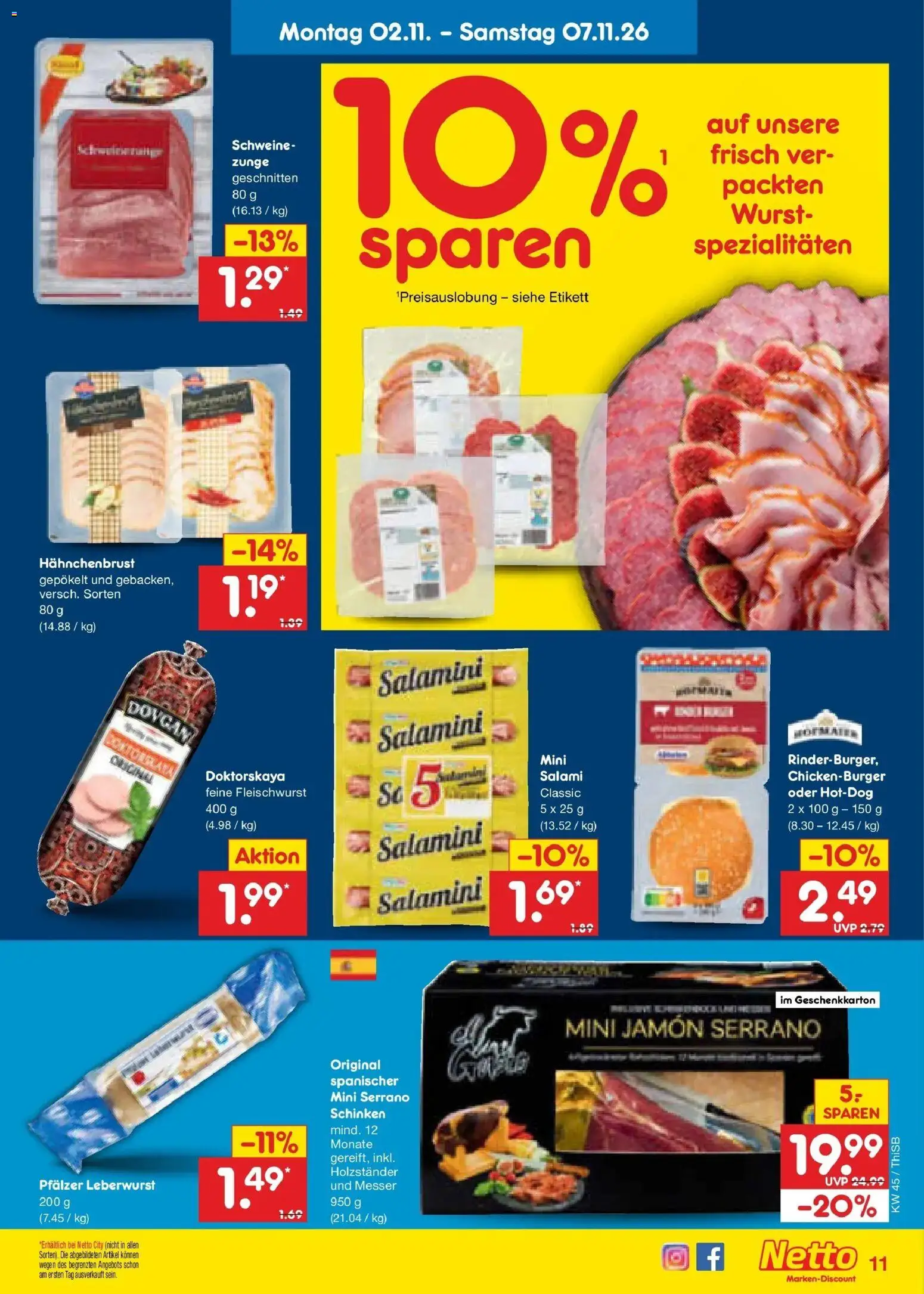 Netto Marken-Discount Prospekt Pirna – gültig ab 02.11.2026 | Seite: 21 | Produkte: Spezialitäten, Wurst, Salami, Schinken