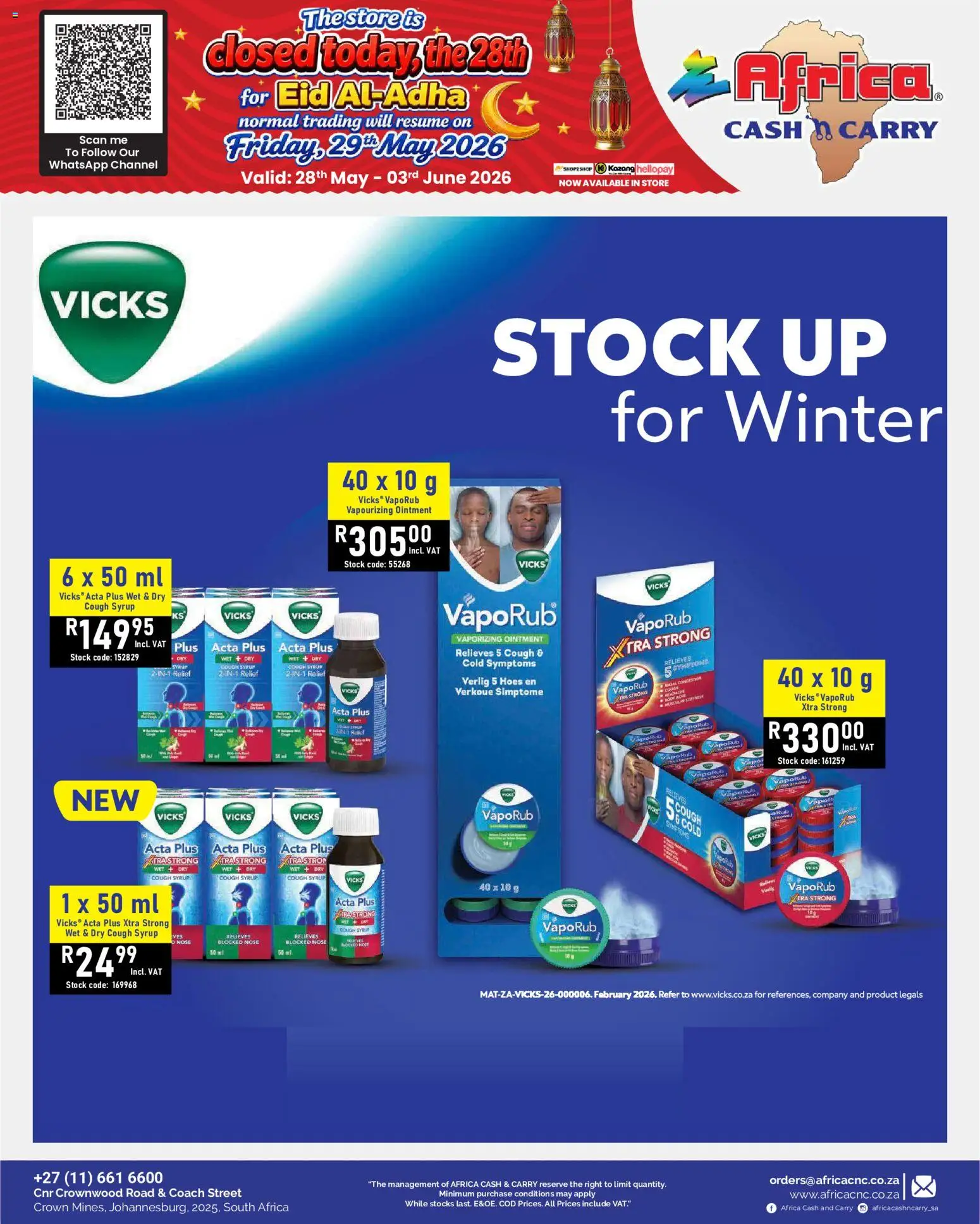 New Africa Cash & Carry catalogue – valid from 28.05.2026 | Page: 62 | Products: Cough syrup, Stock, Syrup