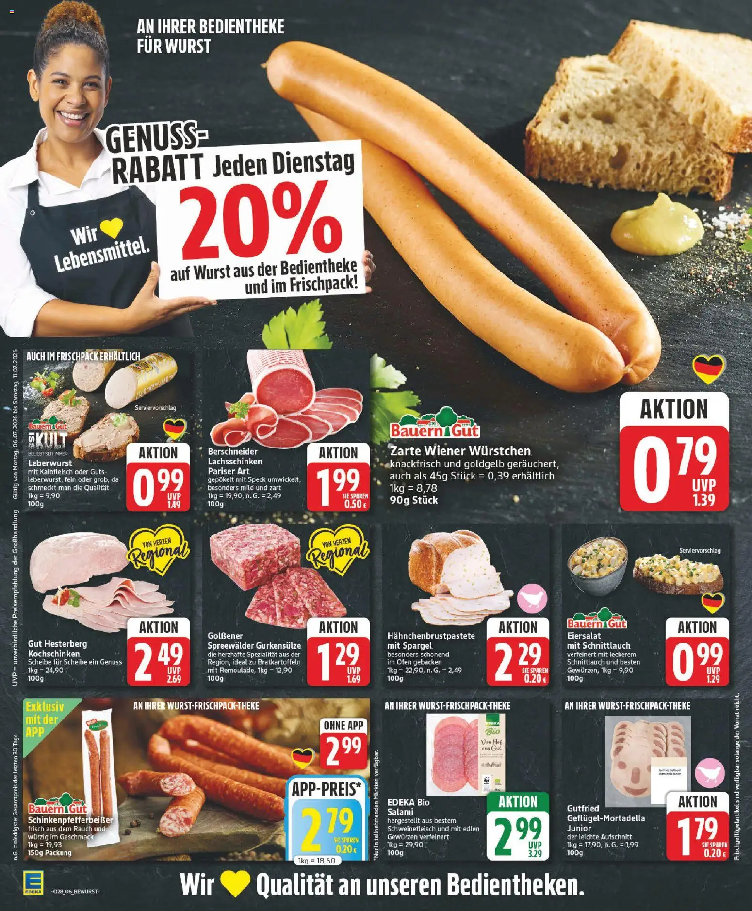 Edeka Prospekt – gültig ab 06.07.2026 | Seite: 6 | Produkte: Ofen, Wurst, Salami, Schweinefleisch