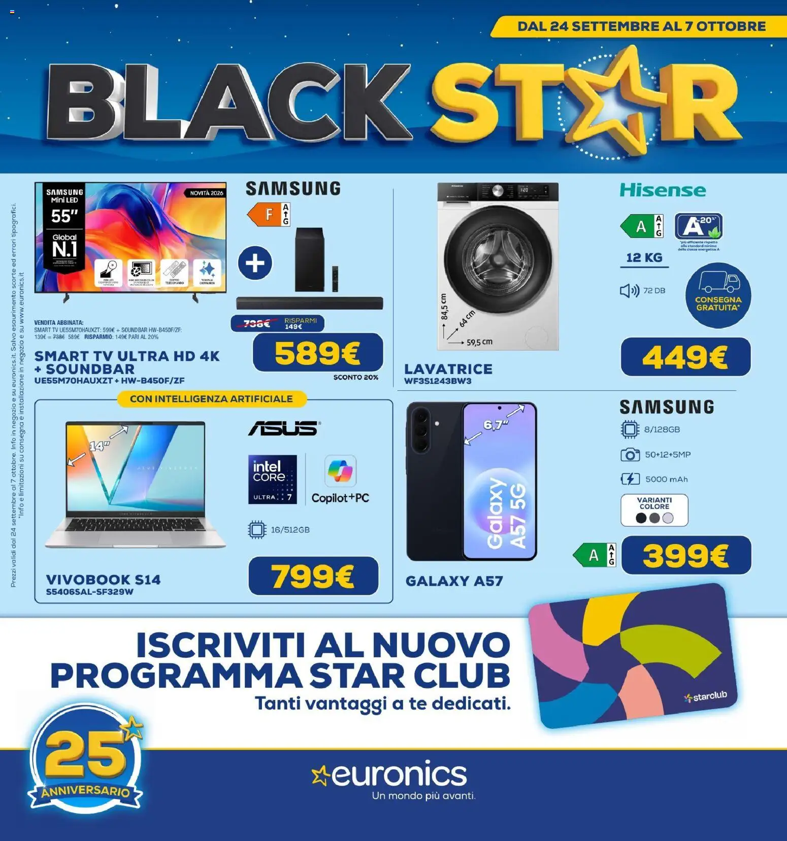 Volantino Euronics del 24/09/2026 | Pagina: 1 | Prodotti: Tè, Lavatrice, TV, Samsung
