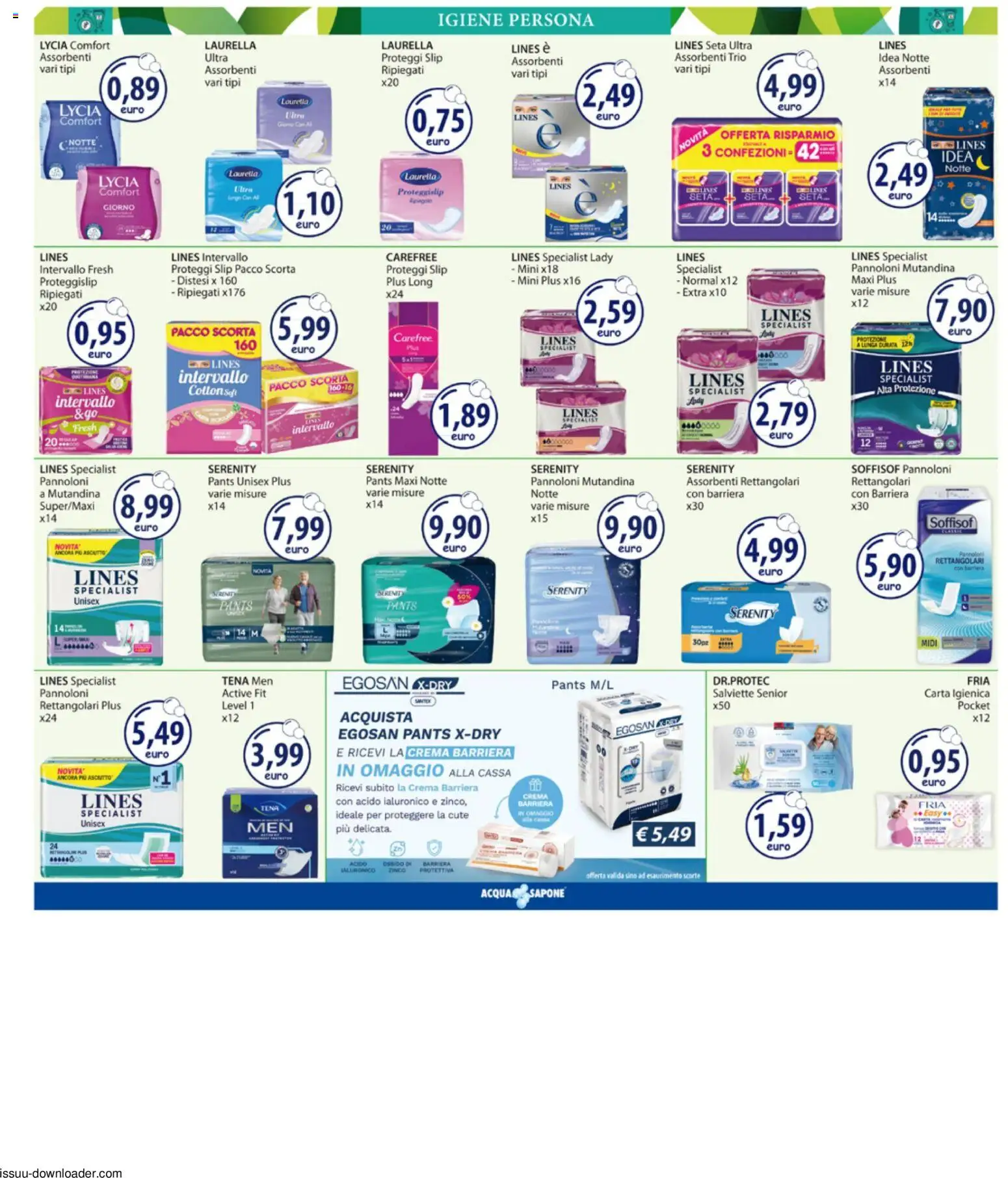 Volantino Acqua e Sapone del 27/07/2026 | Pagina: 13 | Prodotti: Crema, Carta igienica, Sapone, Slip