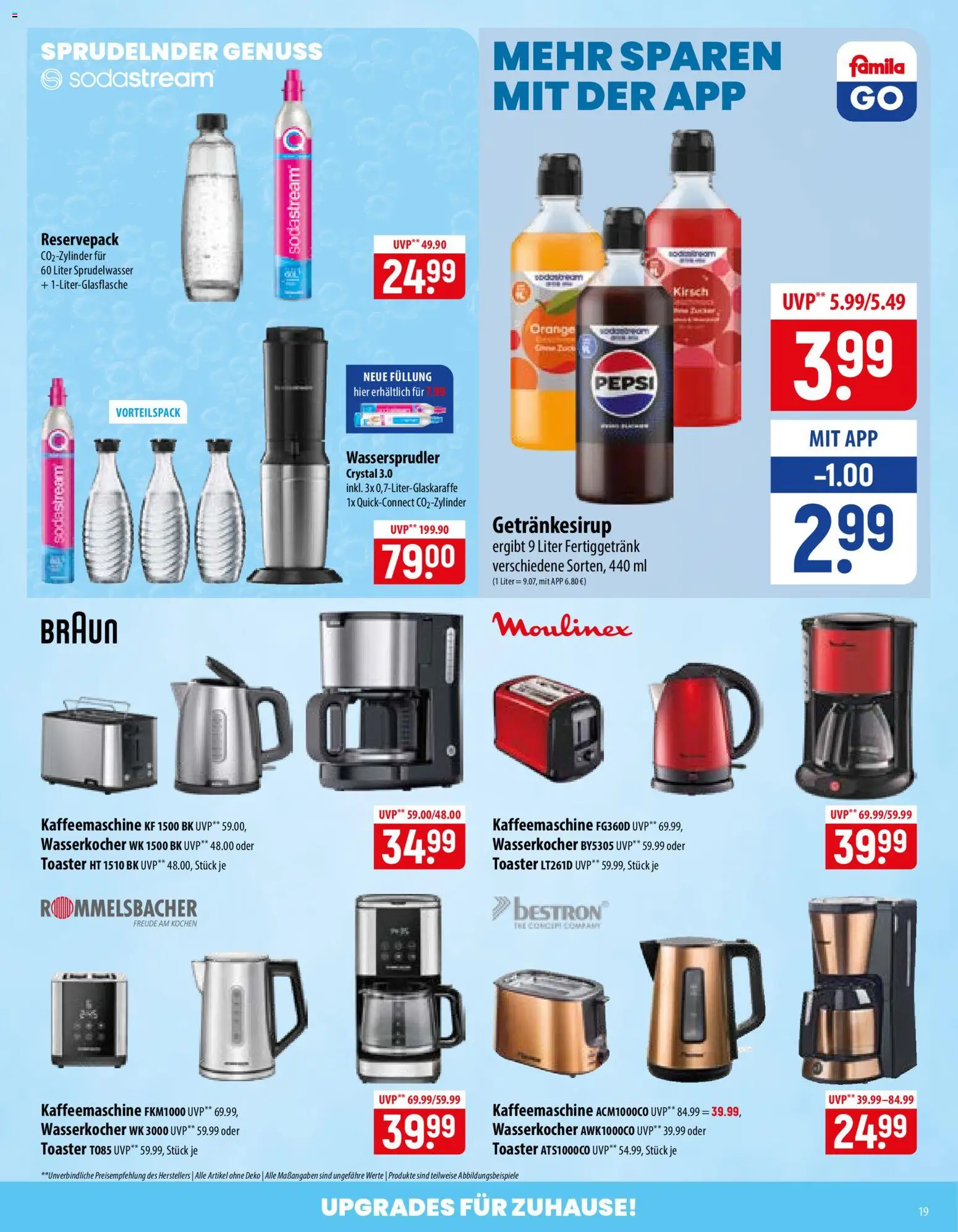 Famila Prospekt – gültig ab 24.08.2026 | Seite: 19 | Produkte: Kaffeemaschine, Wasserkocher, Toaster, Pepsi