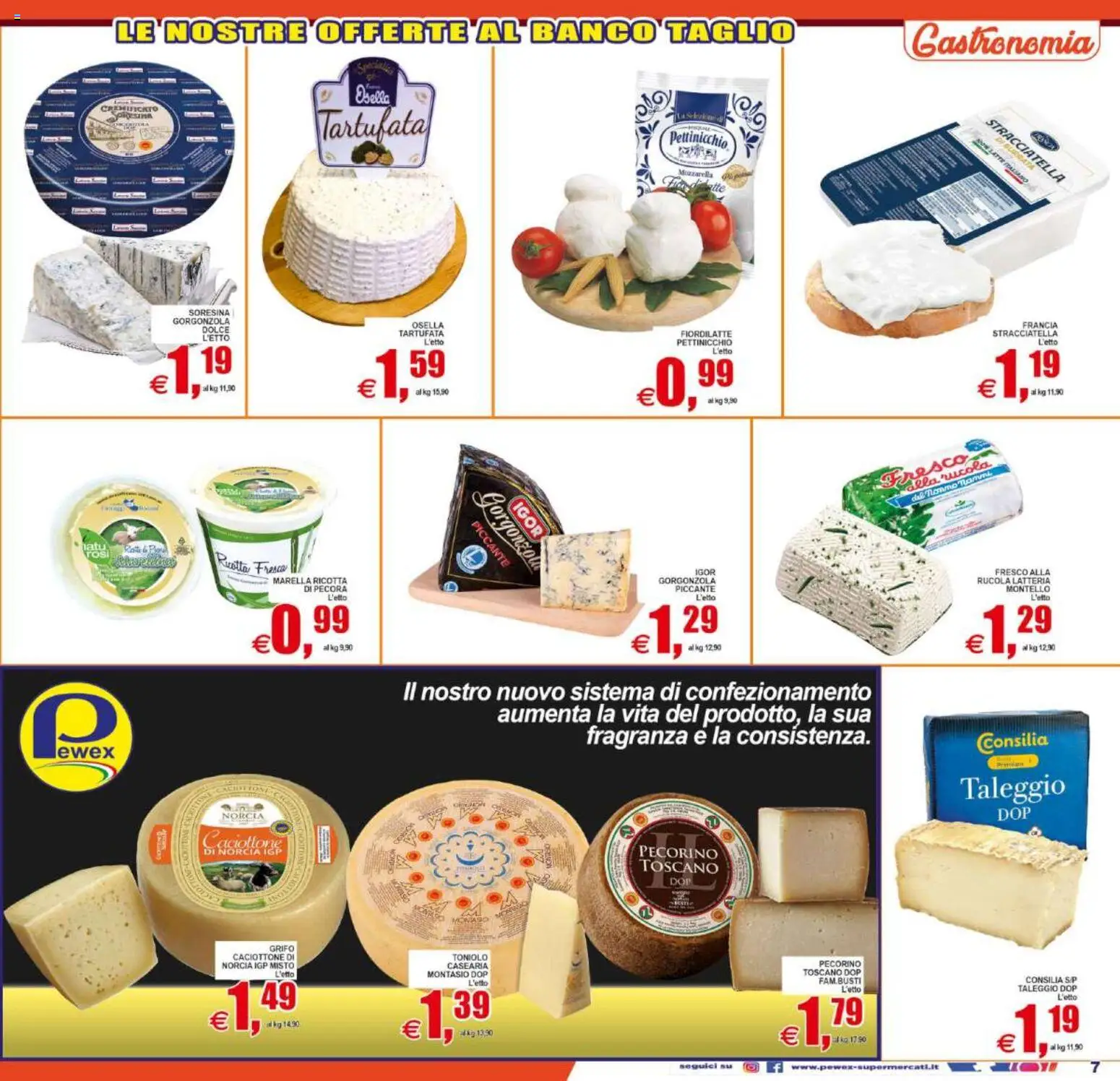 Volantino Pewex del 29.05.2026 | Pagina: 7 | Prodotti: Mozzarella, Latte, Ricotta, Gorgonzola