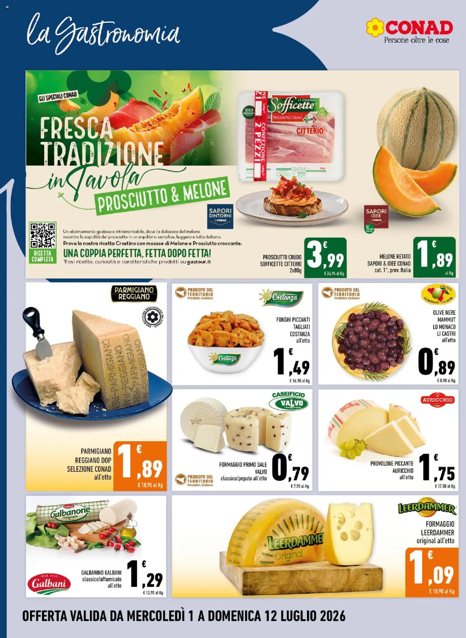 Volantino Conad del 01/07/2026 | Pagina: 4 | Prodotti: Provolone, Formaggio, Olive, Melone