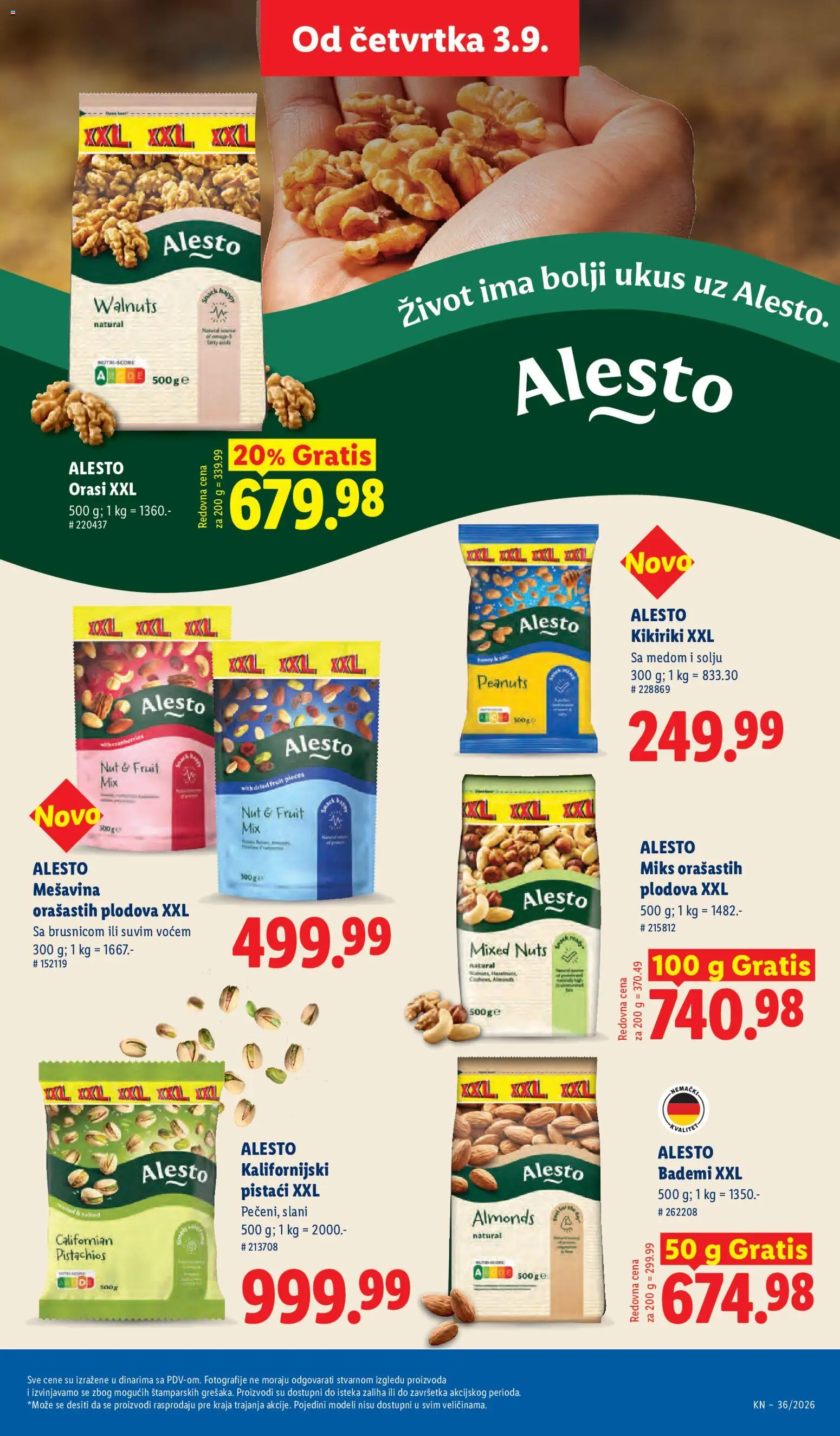 Lidl katalog - važi od 03.09.2026 | Strana: 65 | Proizvode: Orasi, Pistaći, Kikiriki