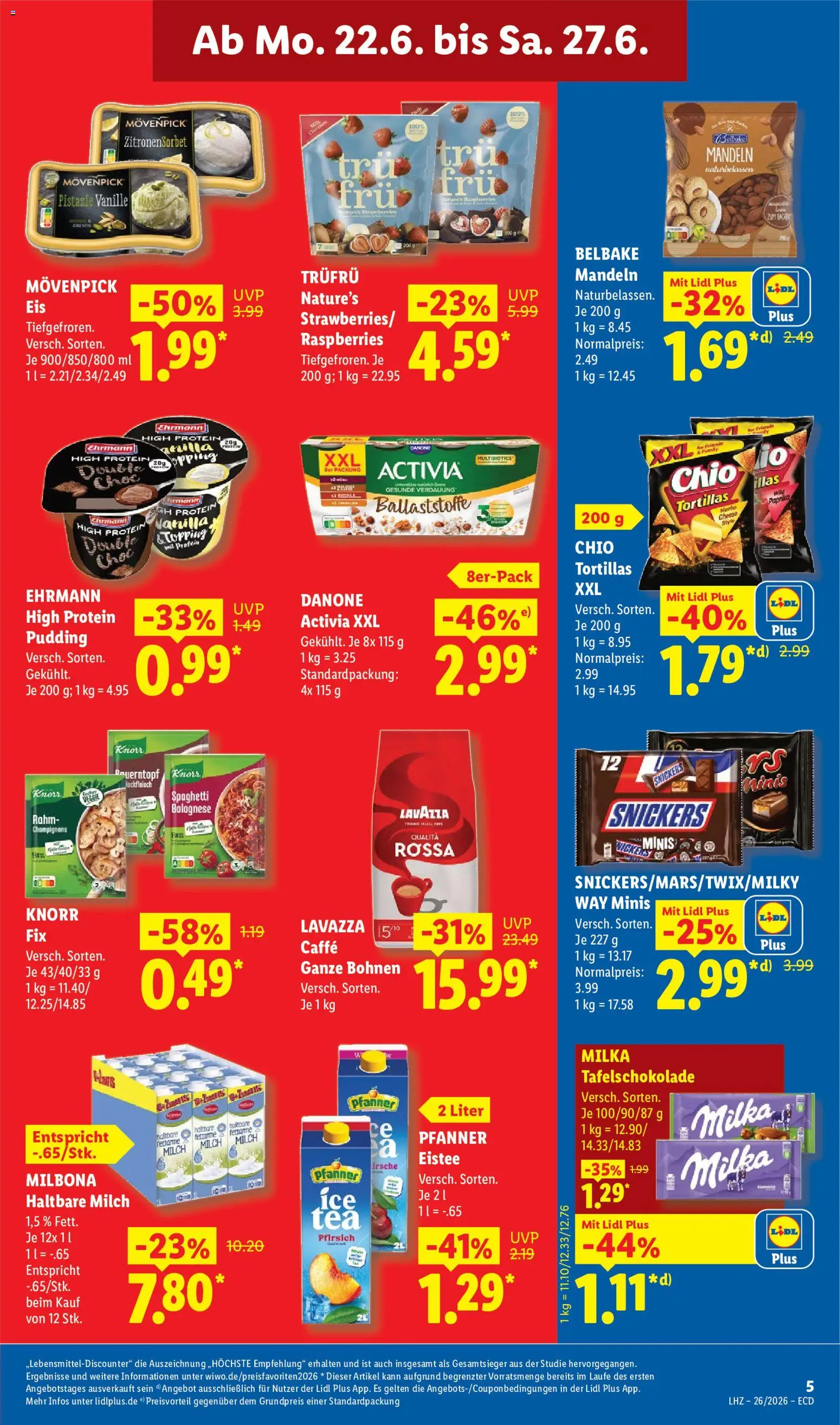 Lidl Německo leták od 22.06.2026 | Strana: 15 | Produkty: Veggie, Milbona, Knorr, Protein