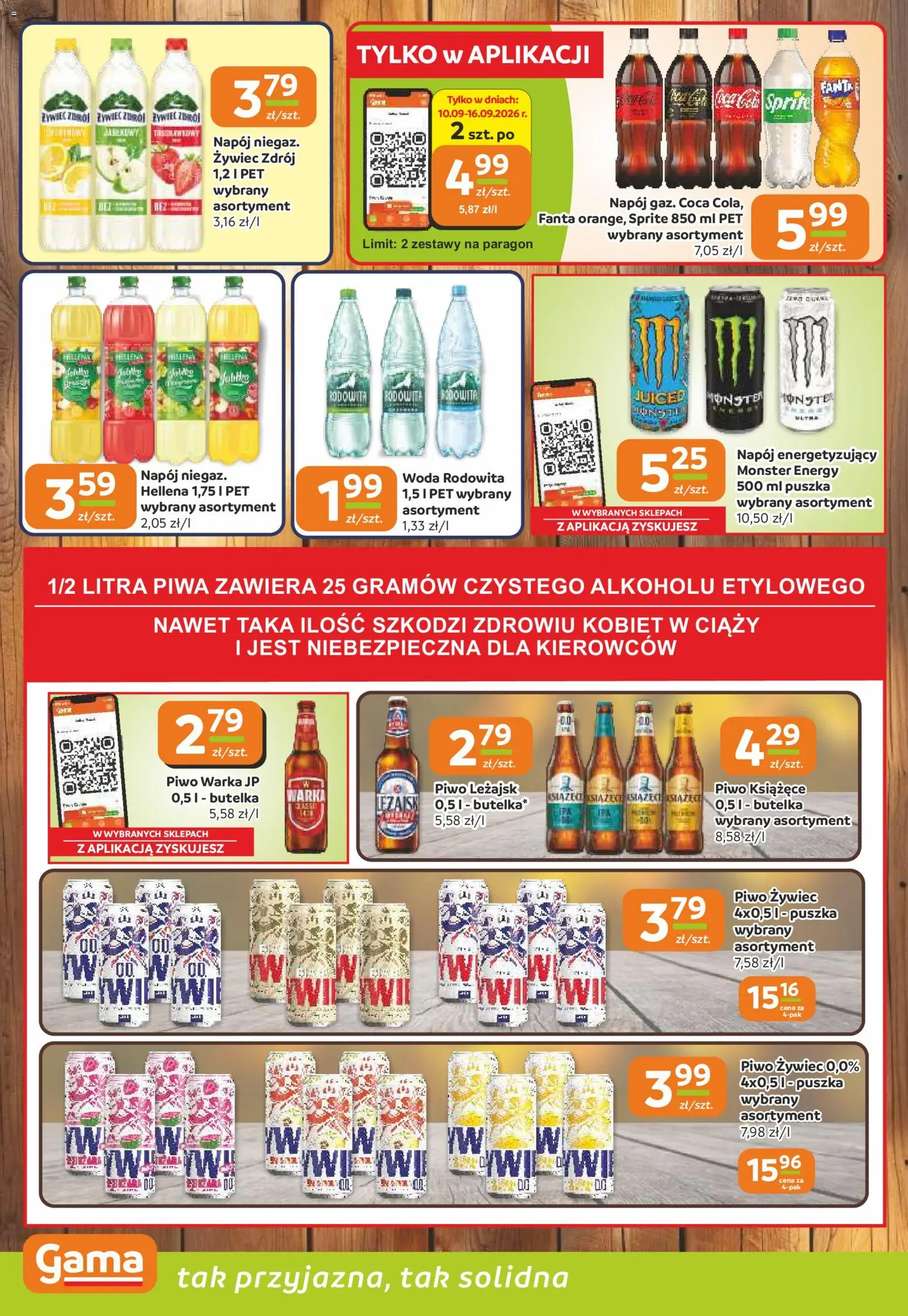 Gama gazetka od 10.09.2026 | Strona: 10 | Produkty: Fanta, Warka, Piwo Warka, Woda