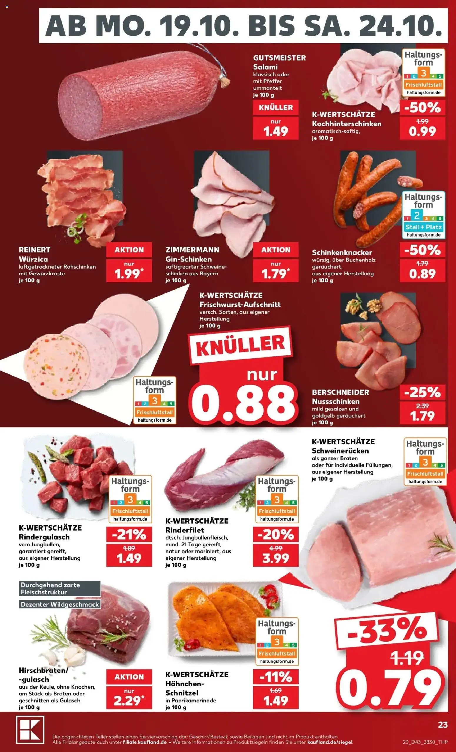 Prospekt Kaufland ab 19.10.2026 » Angebote Online zum Blättern | Seite: 27 | Produkte: Hahnchen, Gulasch, Salami, Schinken