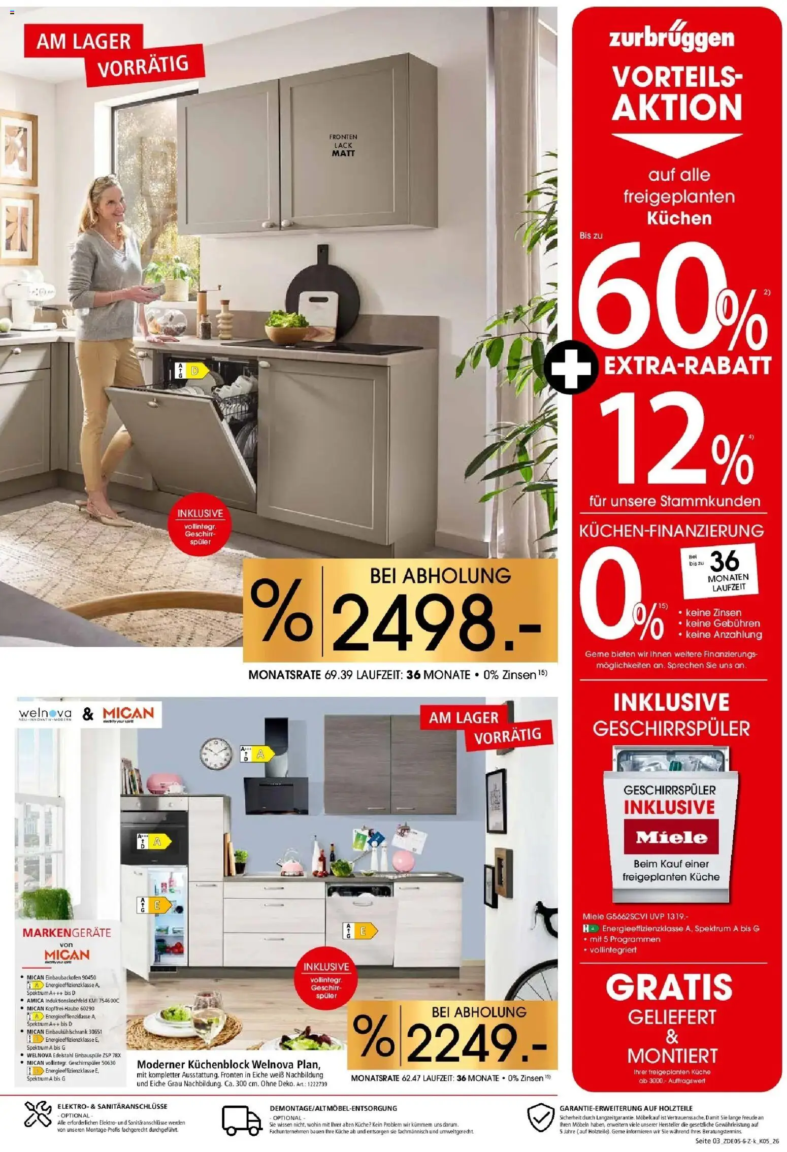 Zurbrüggen Küchen für ihr Zuhause – gültig ab 23.05.2026 | Seite: 3 | Produkte: Geschirrspüler, Küchenblock, Küche, Kuchen