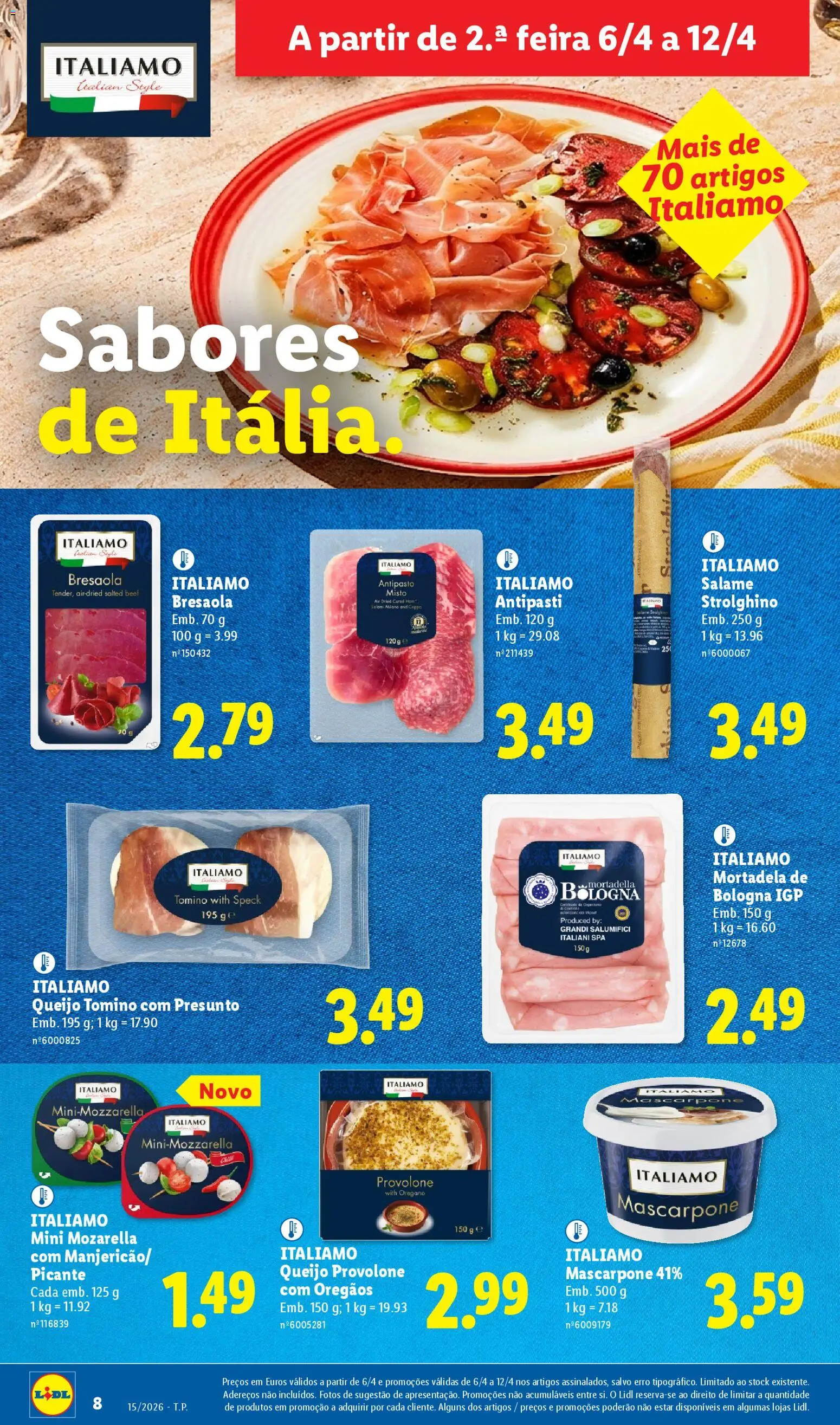 Lidl folheto │ válido de 06.04.2026 | Página: 8 | Produtos: Mortadela, Orégãos, Salame, Presunto