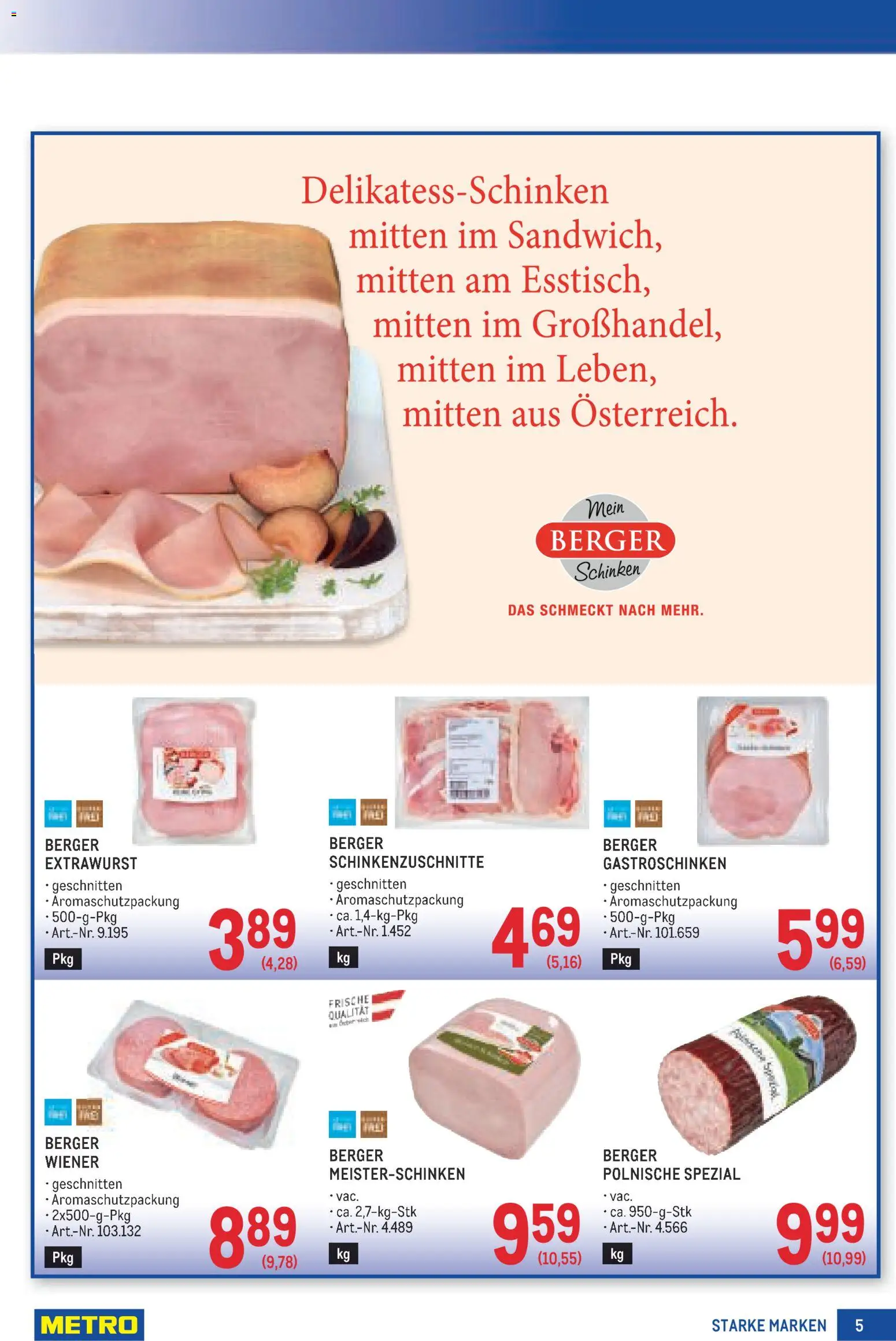 Metro angebote Starke Marken gültig ab 29.10.2026 | Seite: 5 | Produkte: Schinken