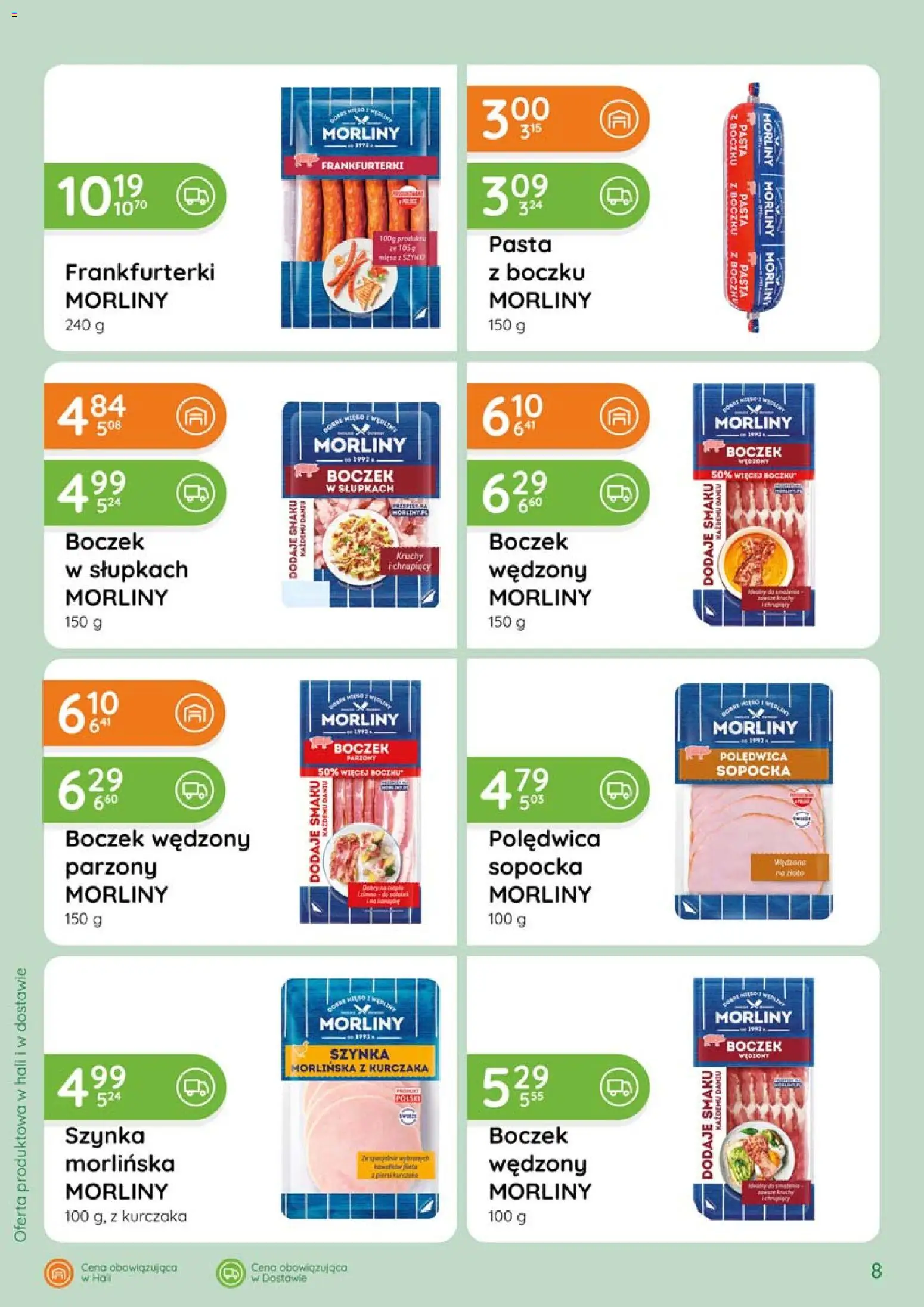 Eurocash gazetka - Katalog Wędlin od 07.05.2026 | Strona: 8 | Produkty: Frankfurterki, Szynka, Boczek wędzony, Boczek