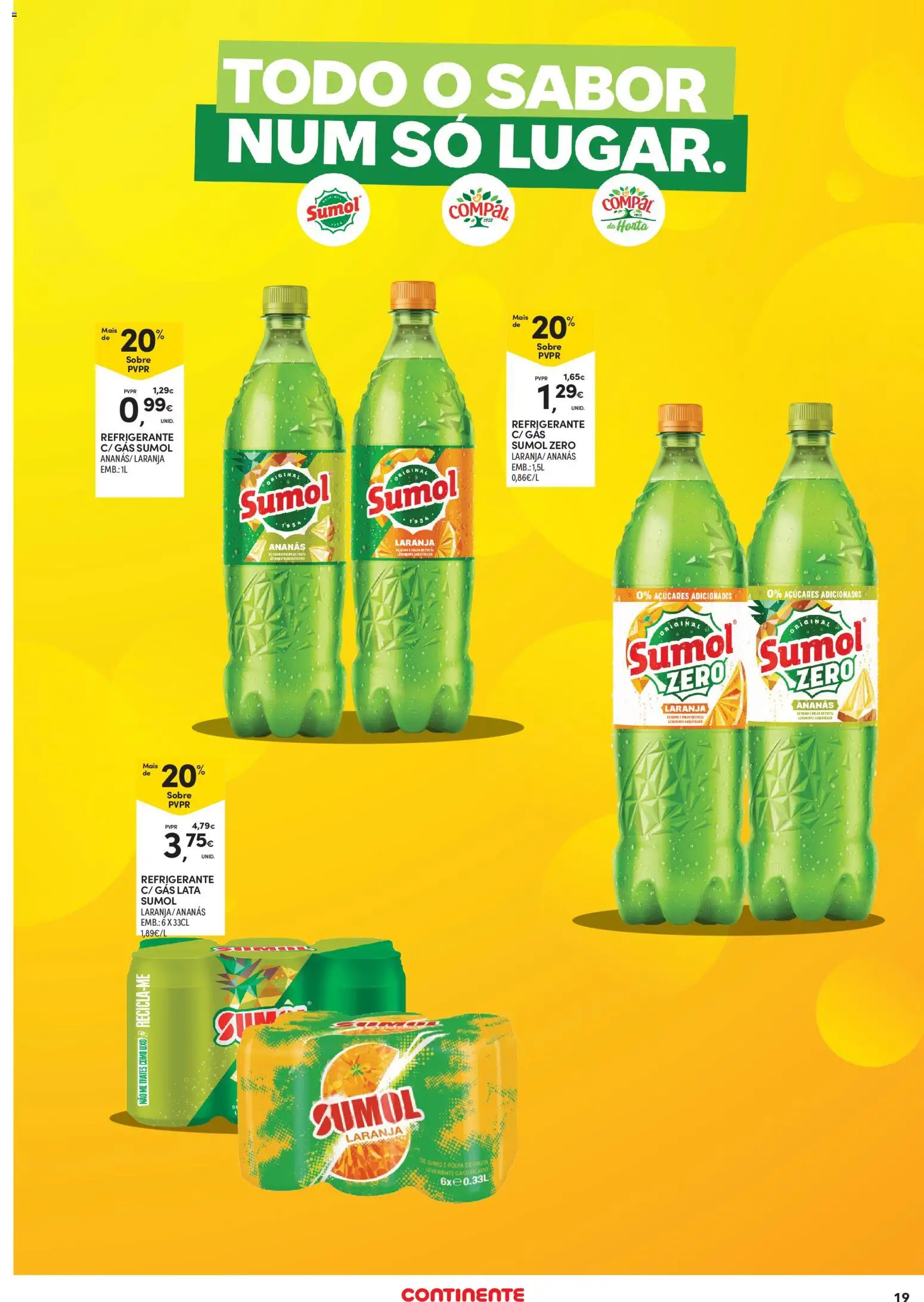 Continente Açores │ válido de 11.06.2026 | Página: 19 | Produtos: Refrigerante, Sumo, Soda
