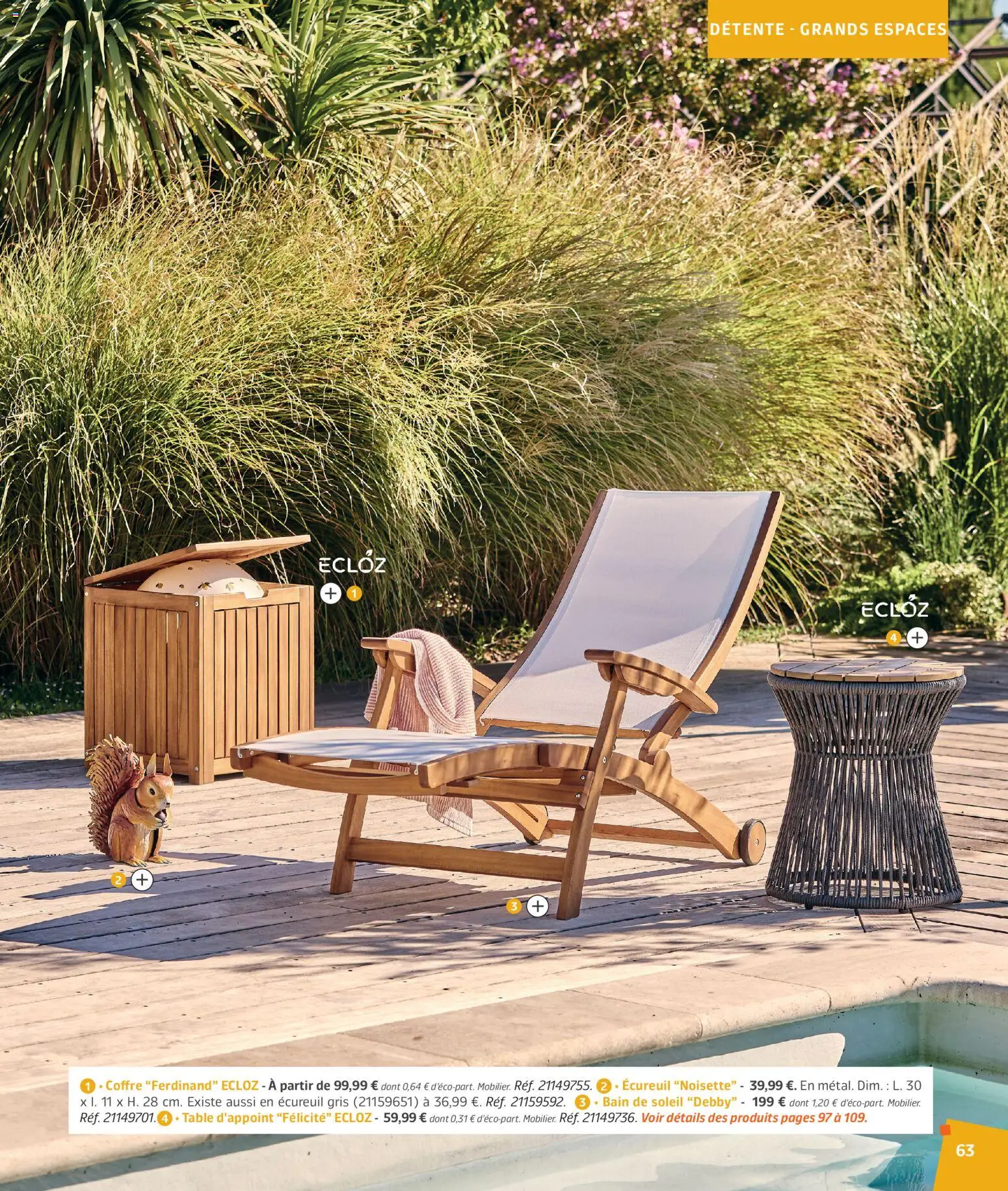 {H1} | Page: 63 | Produits: Noisette, Table d'appoint, Bain de soleil, Table